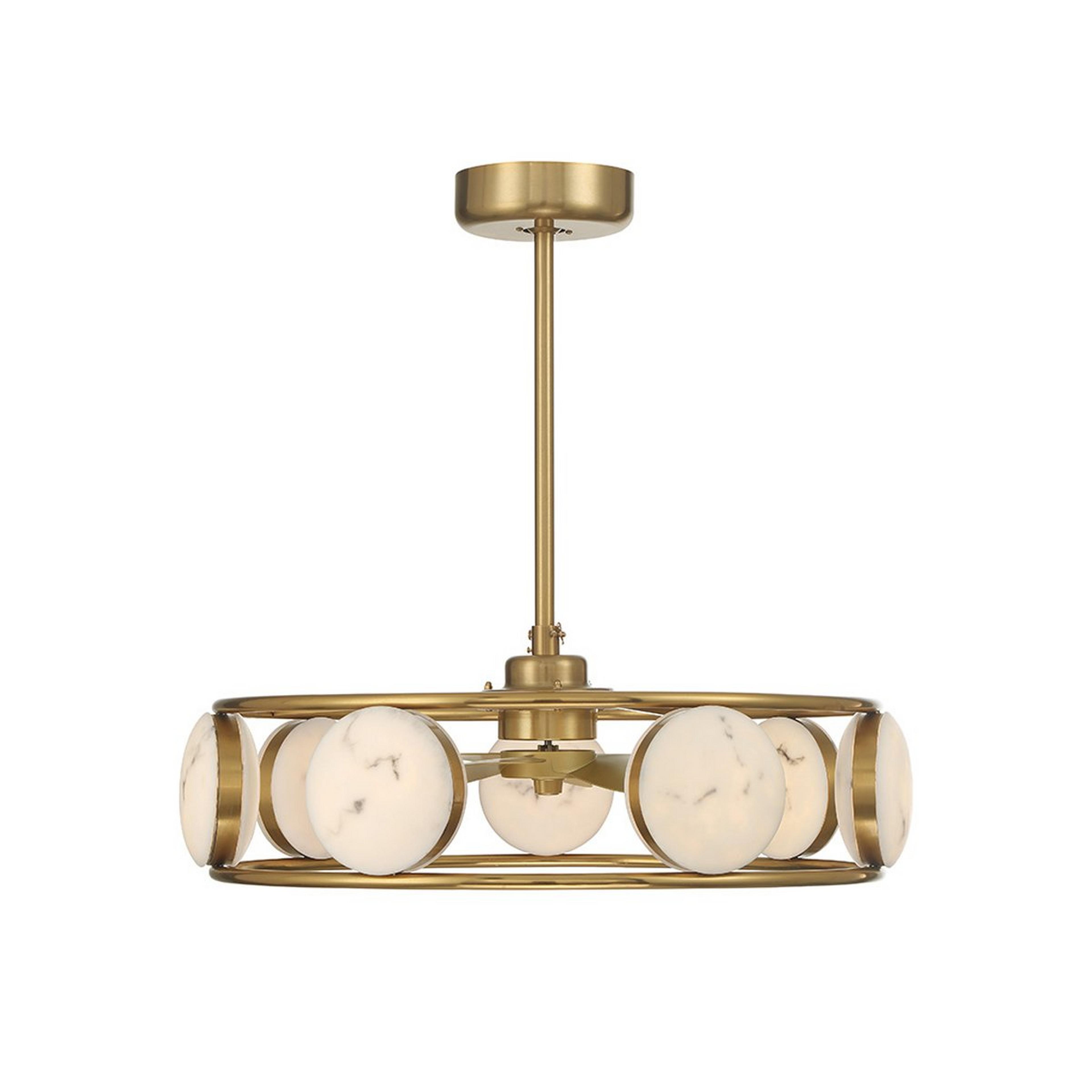 A 30" Selini LED Fandelier with Brass / Faux Alabaster color