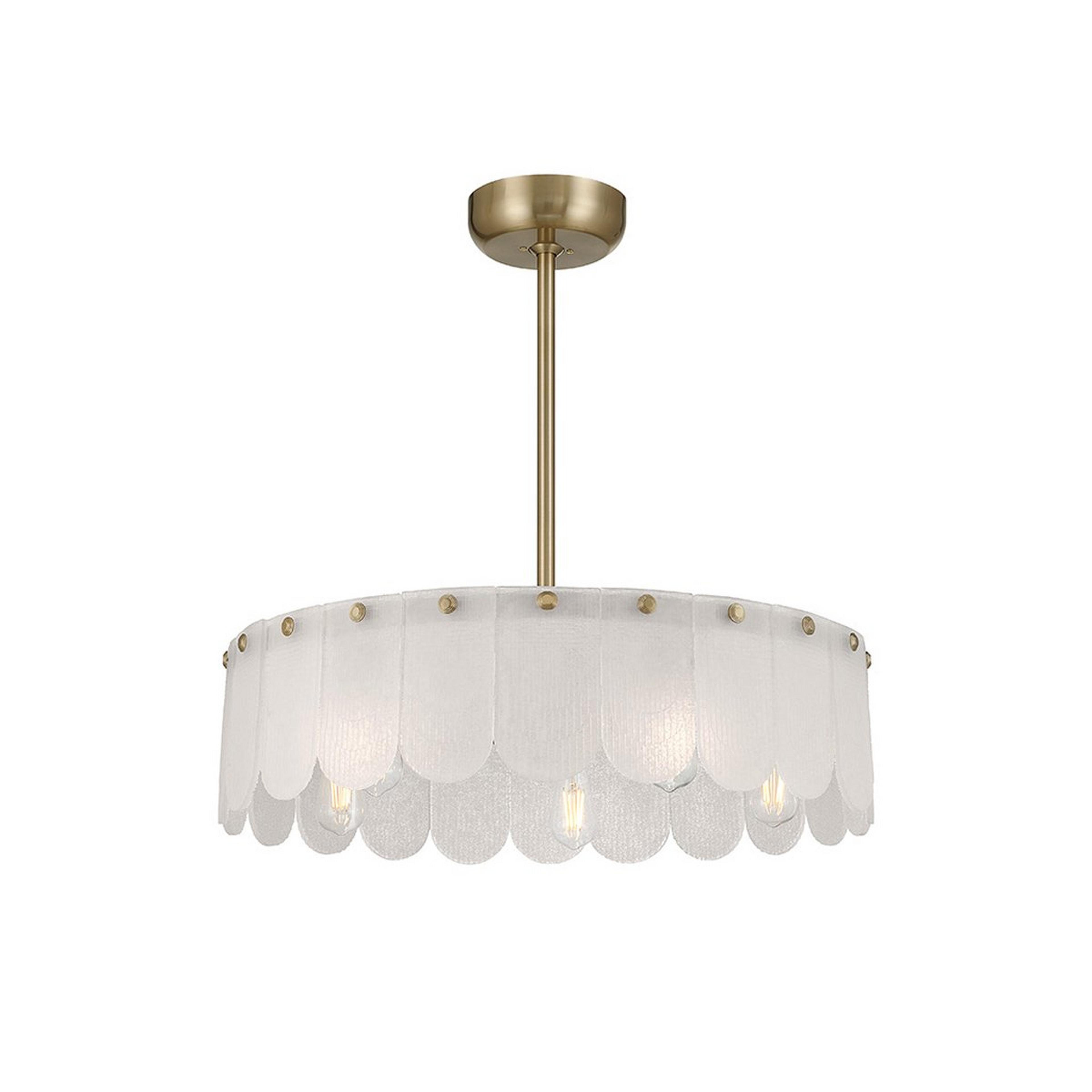 A 28" Shavani Fandelier with Brass / Frosted Glass color