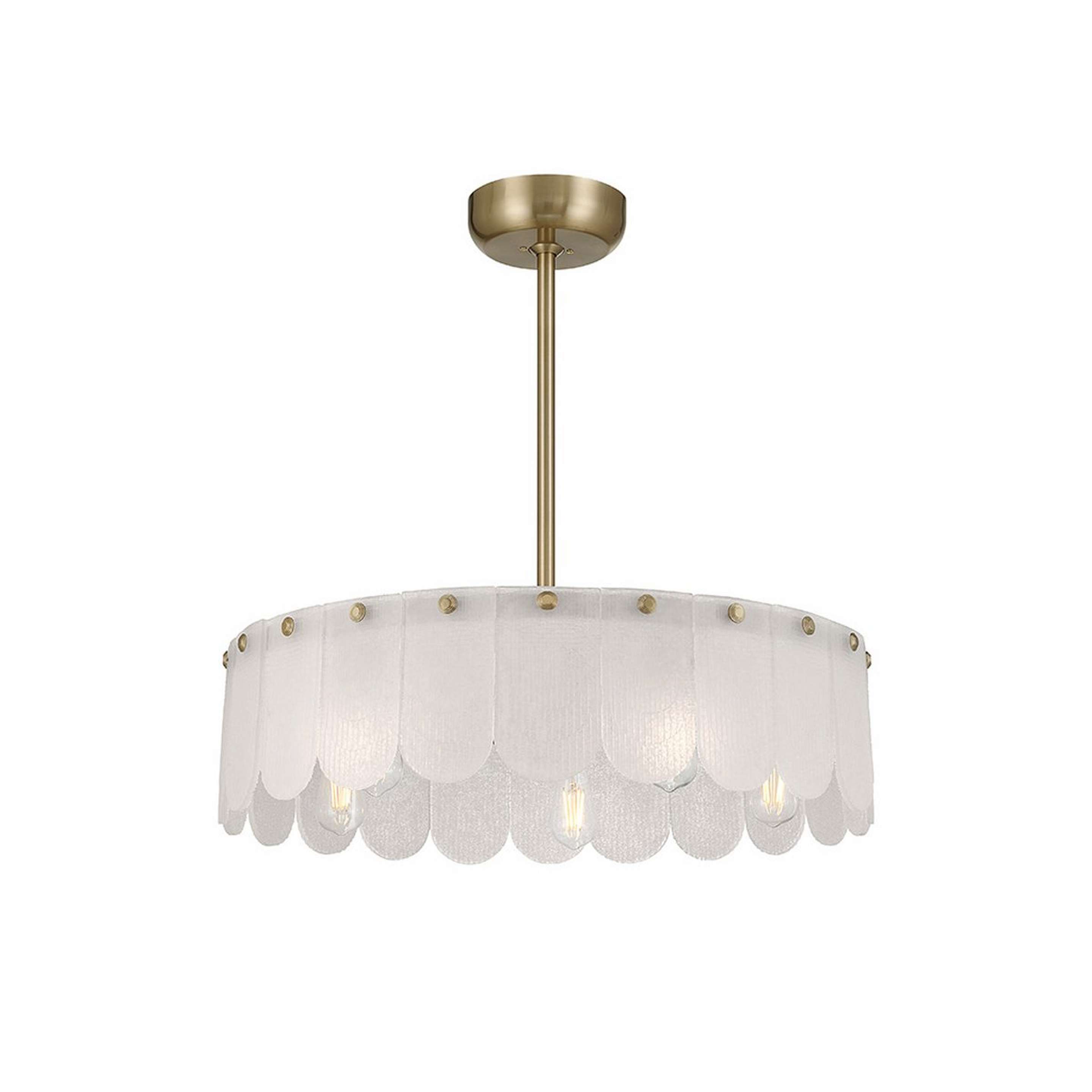 A 28" Shavani Fandelier with Brass / Frosted Glass color