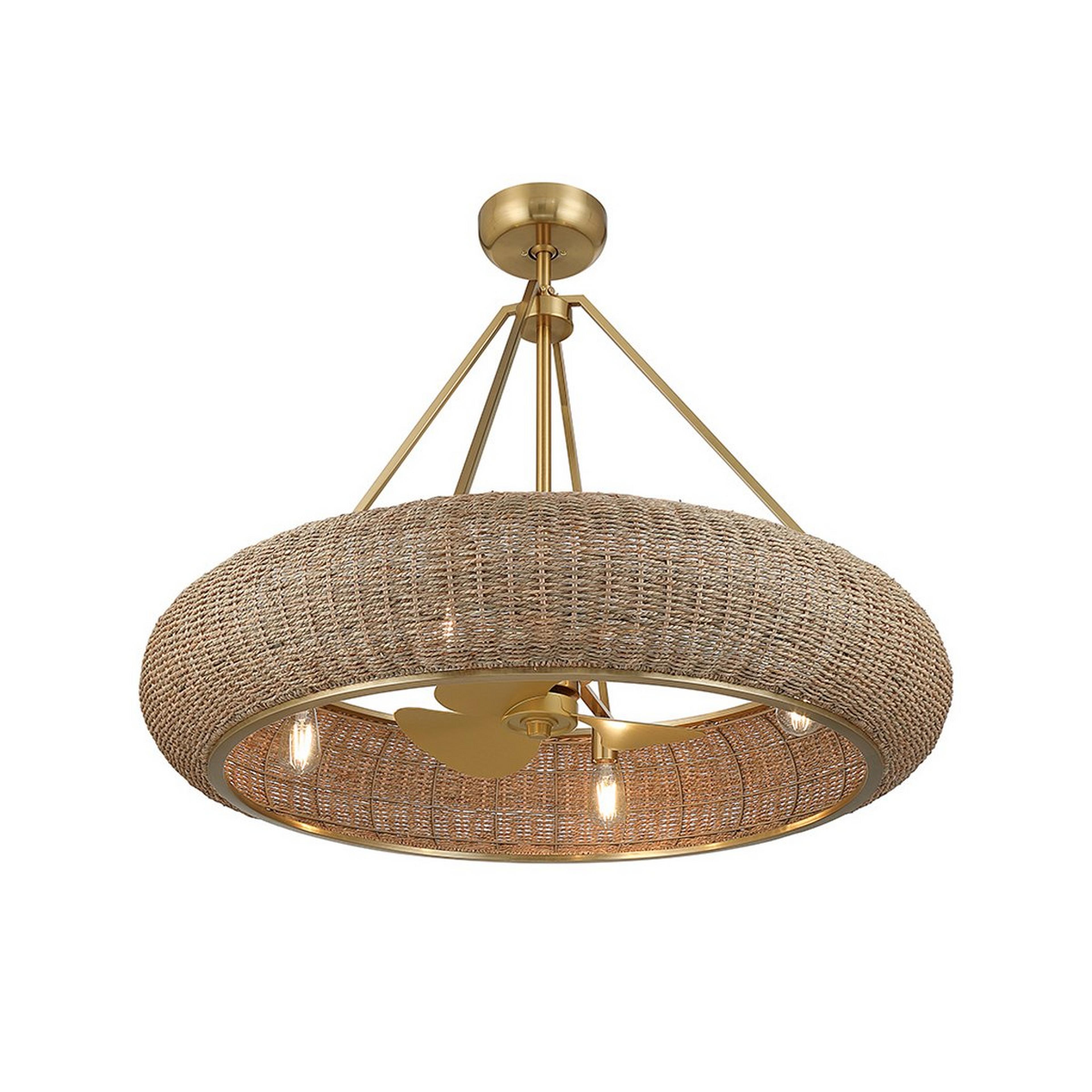 A 20" Yasmina Fandelier with Brass / White Seagrass color