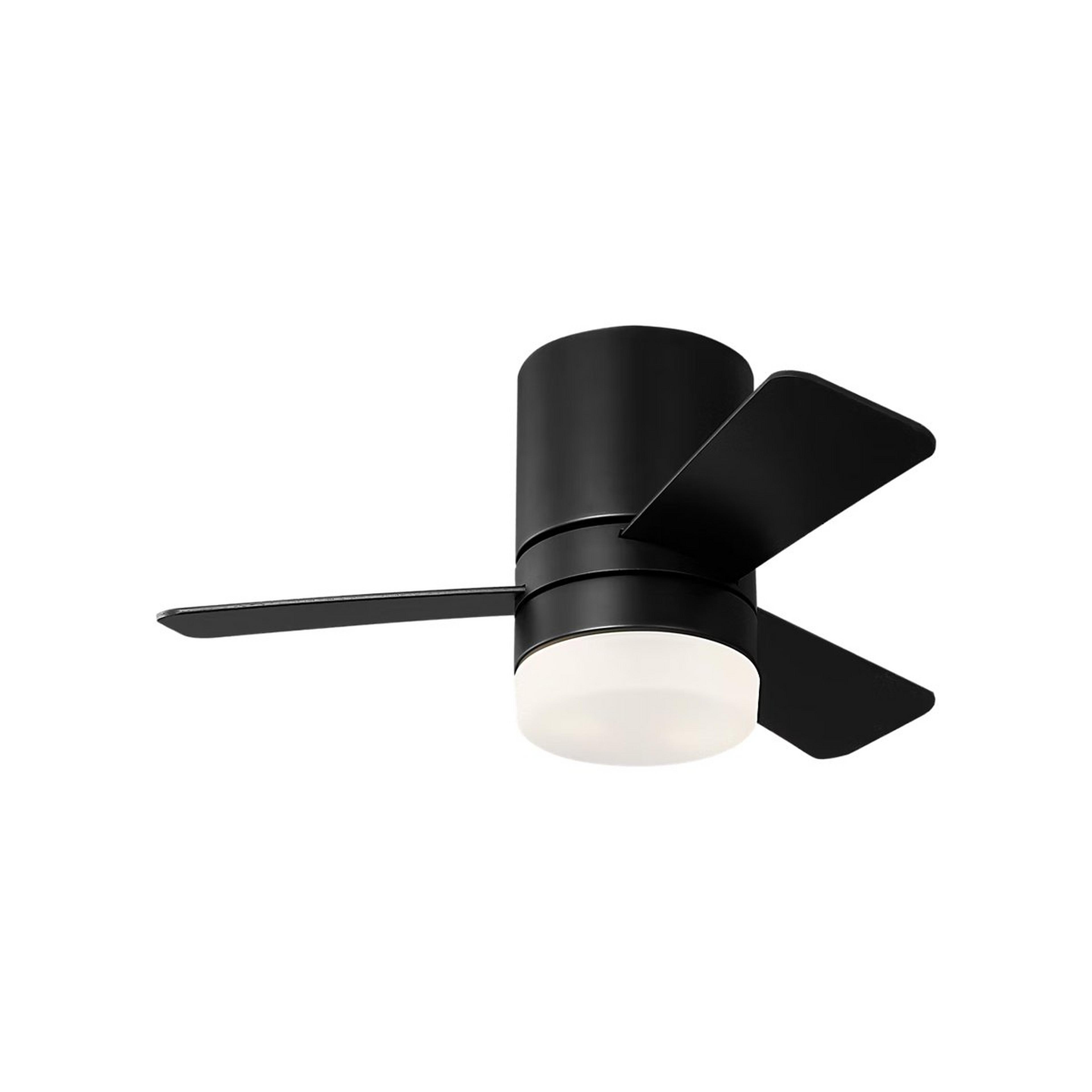 A 32" Benson LED Indoor / Outdoor Ceiling Fan with Black / Black / Walnut color