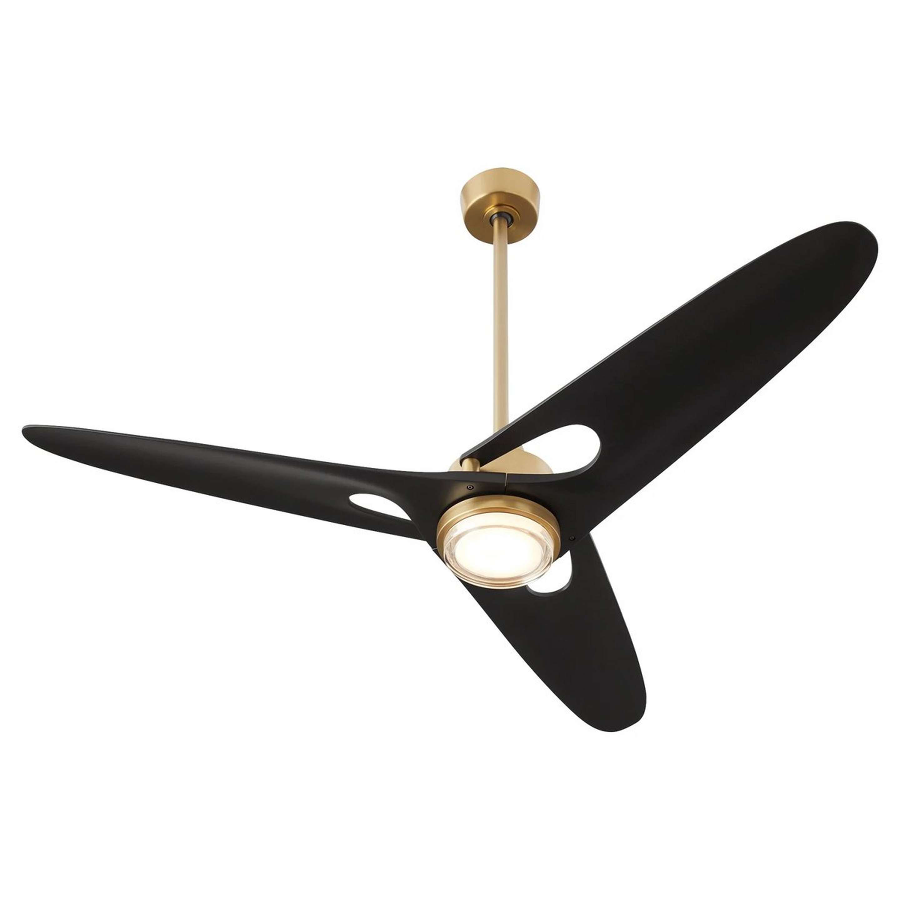 A 60" Driftway LED Ceiling Fan with Aged Brass / Black / Clear Acrylic color