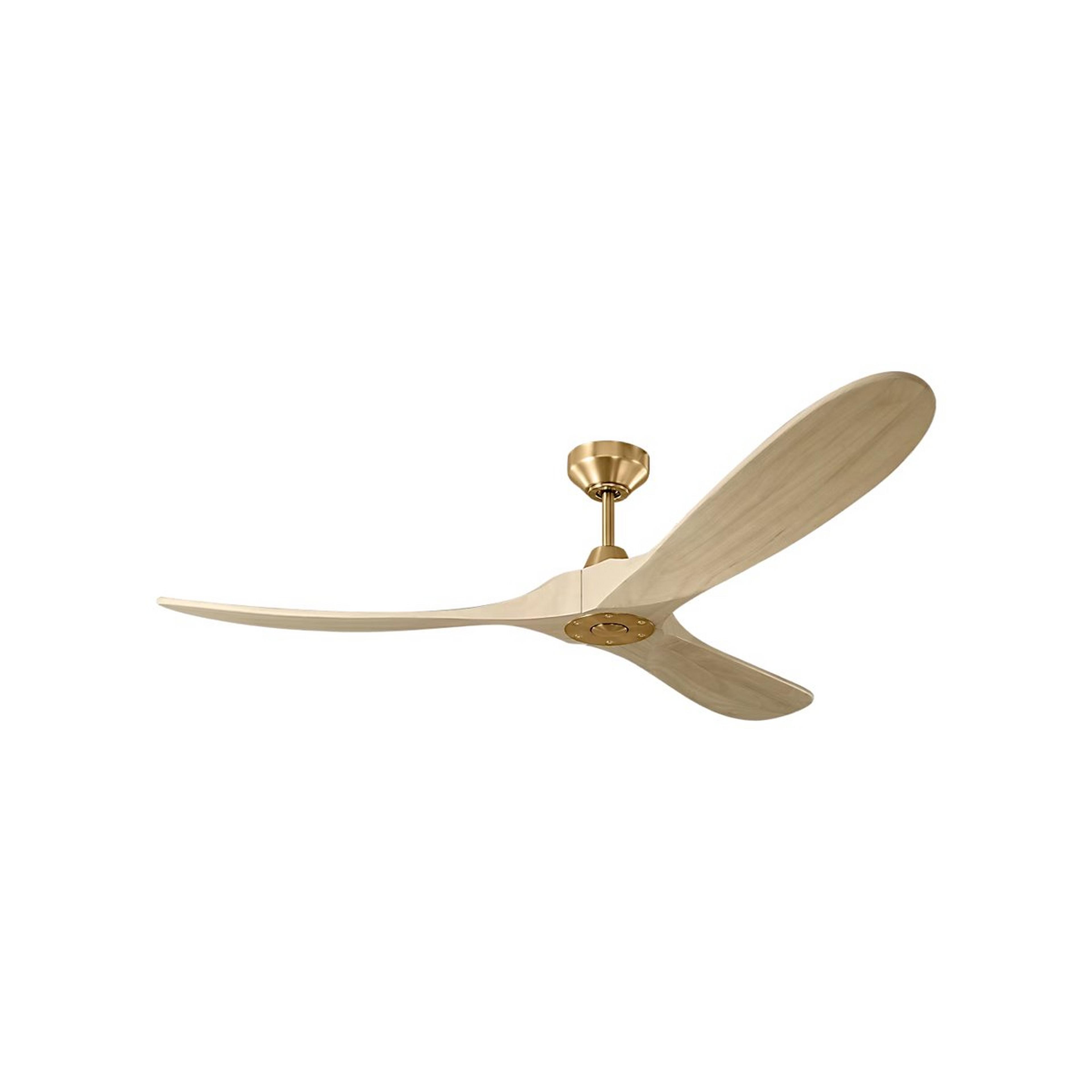 A 60" Samara Smart Indoor / Outdoor Ceiling Fan with Brass / White Oak color