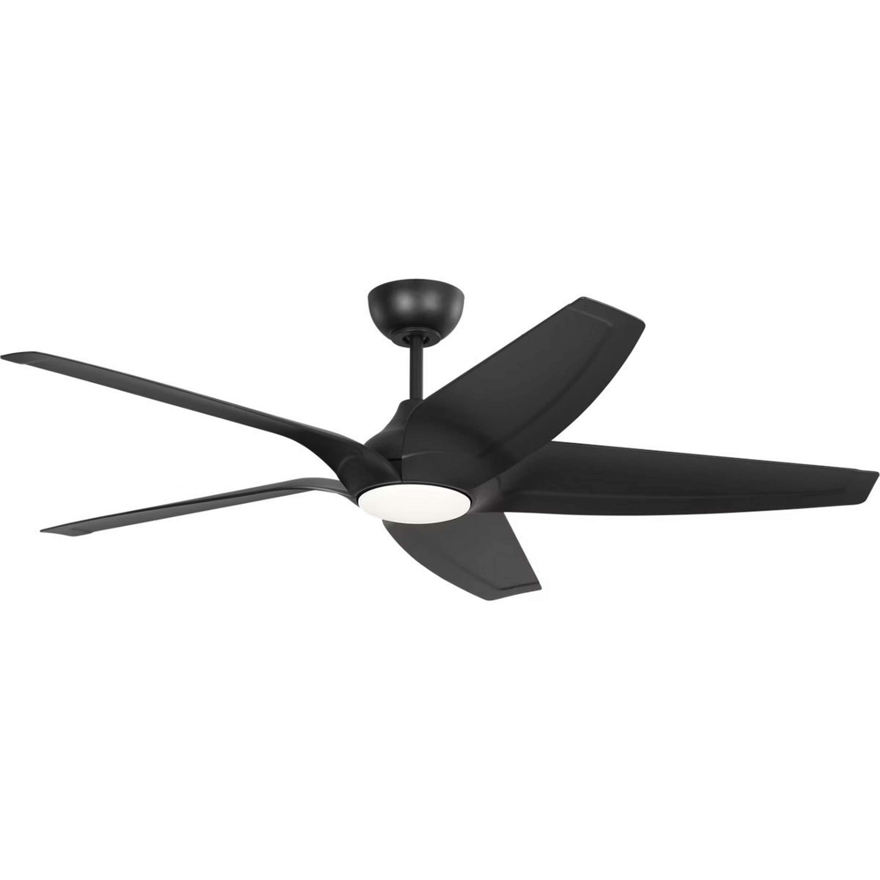A 56" Wingtip Smart Indoor/Outdoor LED Ceiling Fan with Black color