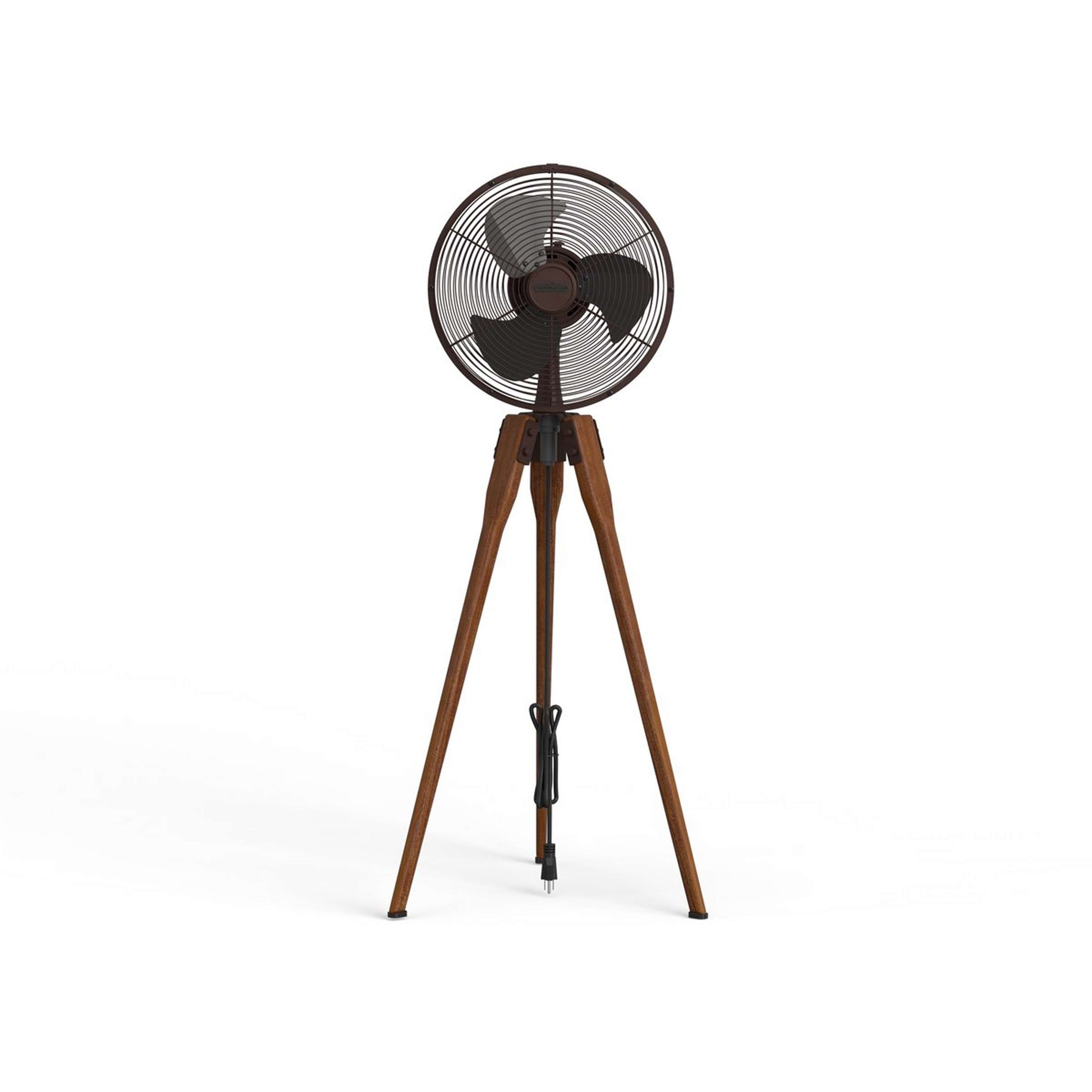 A Everleigh Pedestal Fan with Bronze / Walnut color