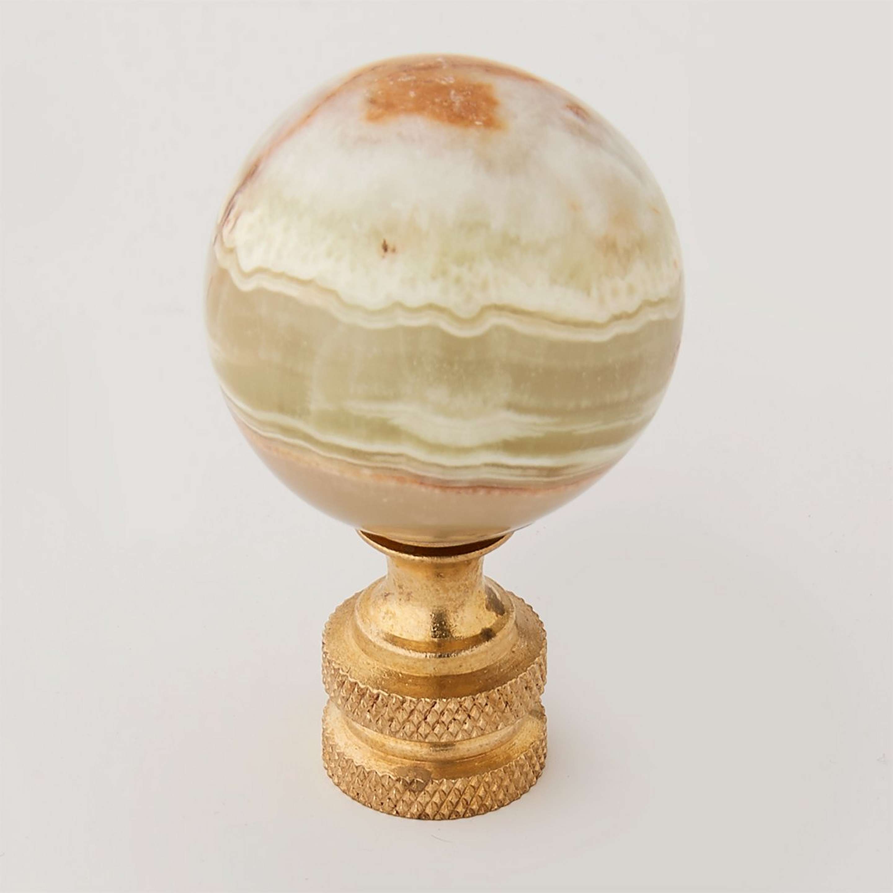 A Authentic Brown Onyx Finial with Brown / Tan / Cream / Neutrals / Brass color
