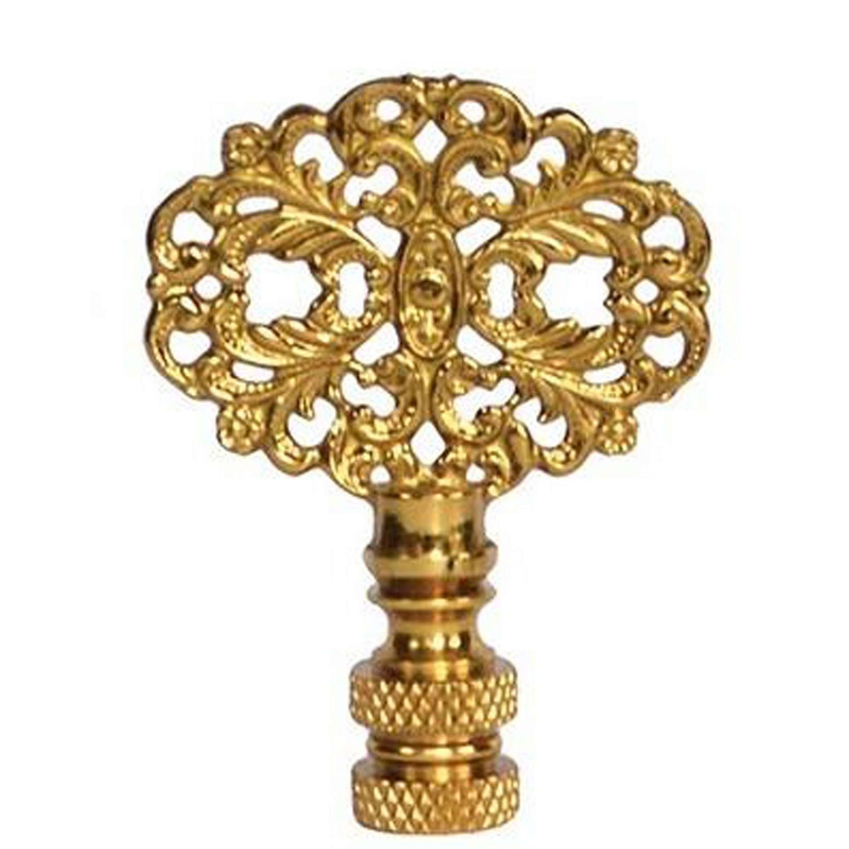 A Polished Filigree Finial with Polished Brass color