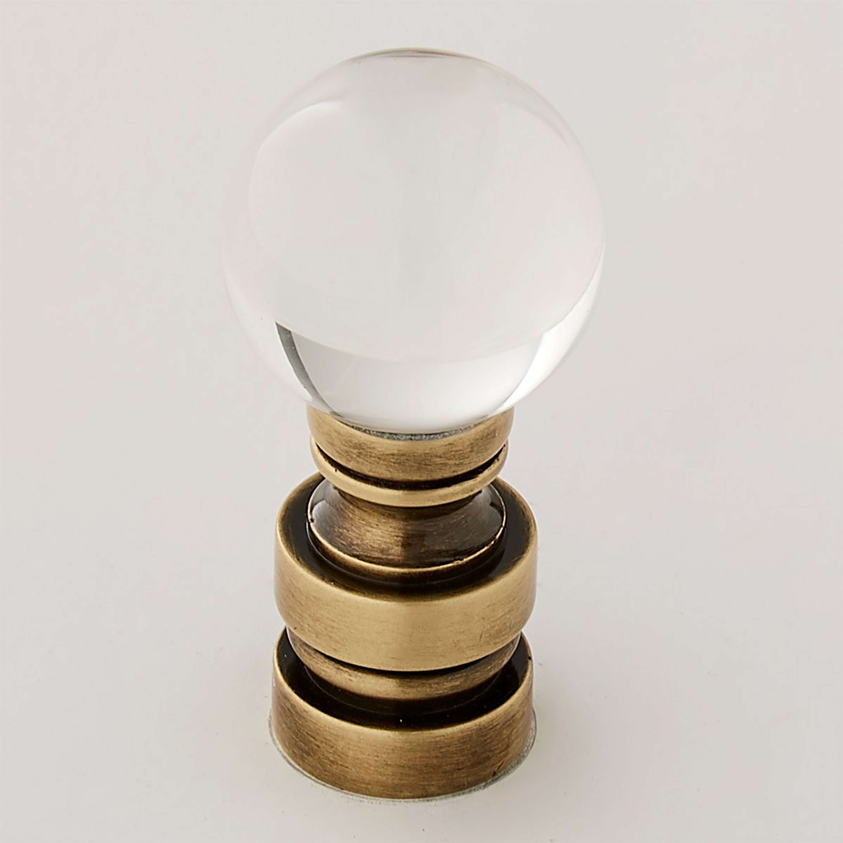A Crystal Ball Finial - X-Small with Crystal / Antique Brass color