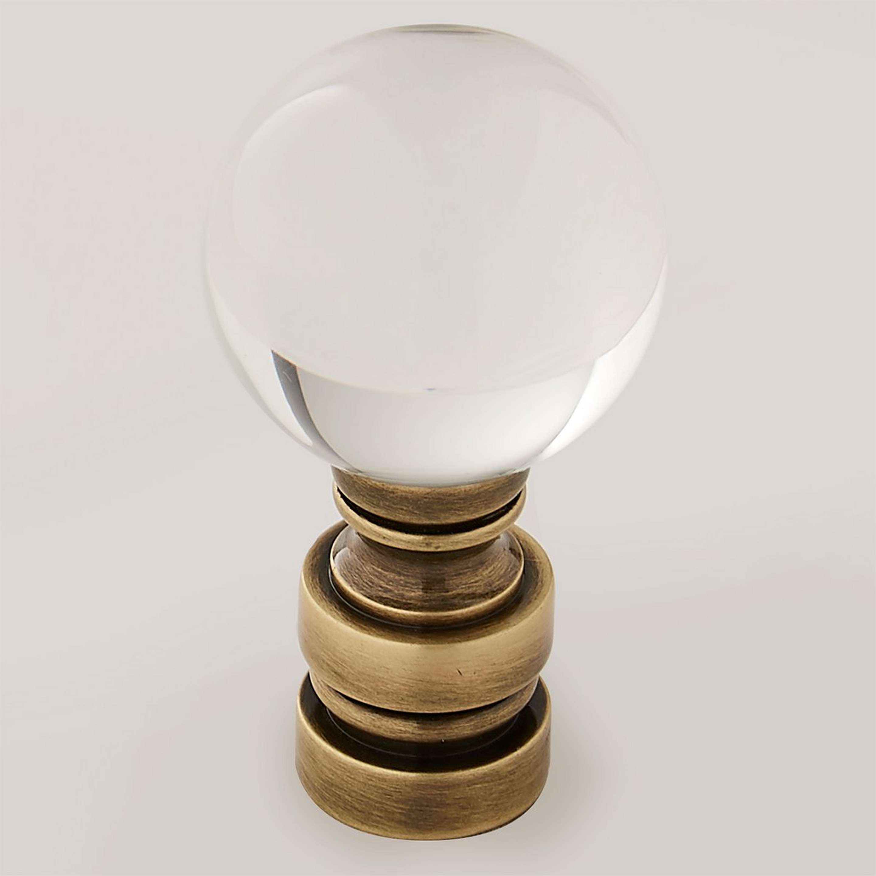 A Clear Ball Antique Brass 1.75" with Crystal / Antique Brass color