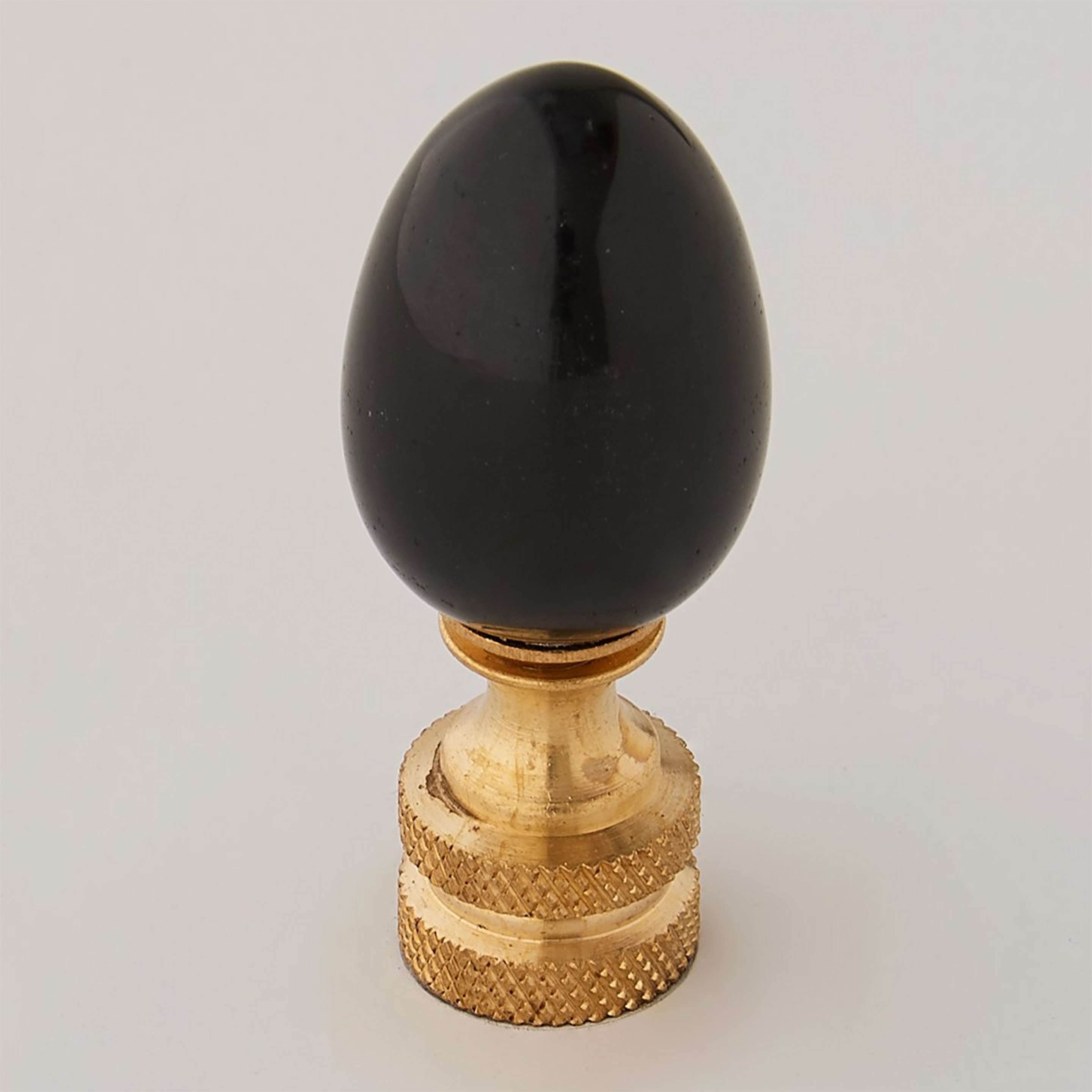 A Genuine Stone Egg Finial with Black Obsidian / Brass color