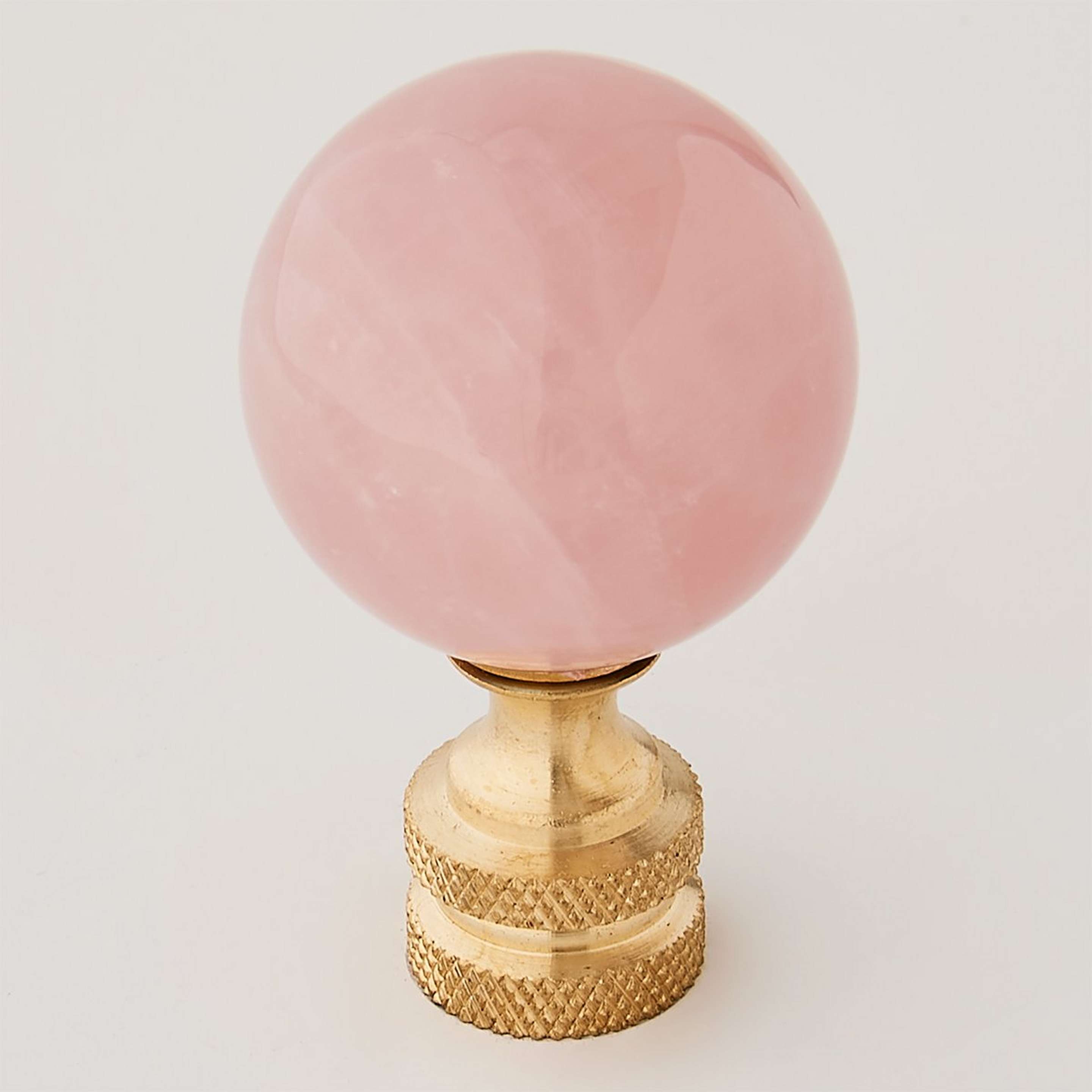 A Gemstone Sphere Finial with Rose Quartz / Brass color
