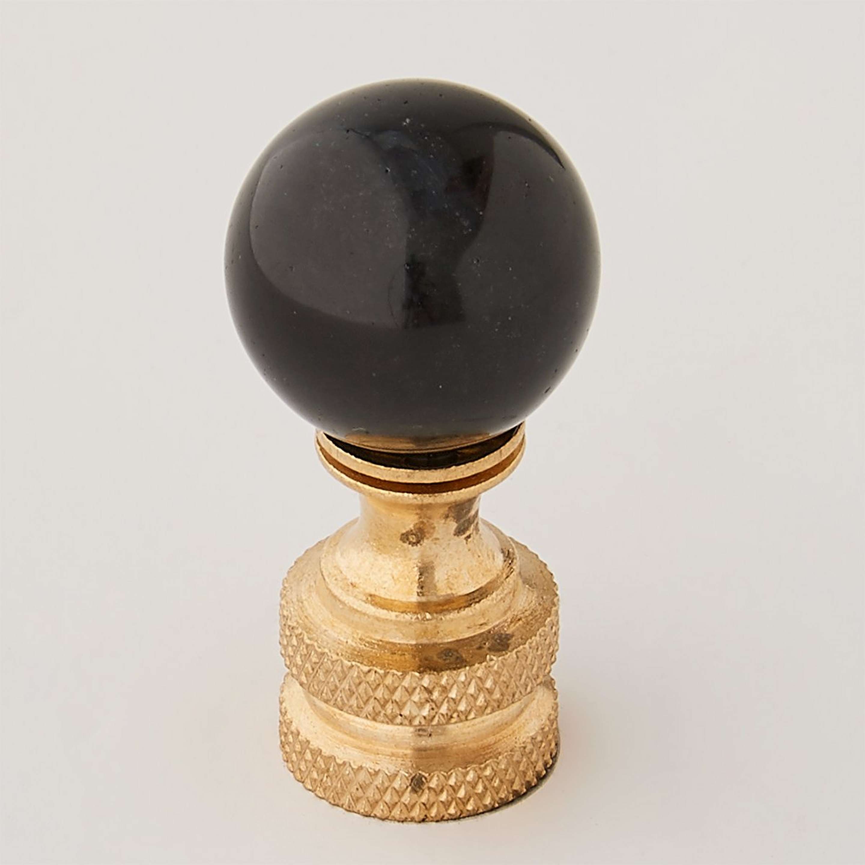 A Black Obsidian Finial - Small with Black / Brass color