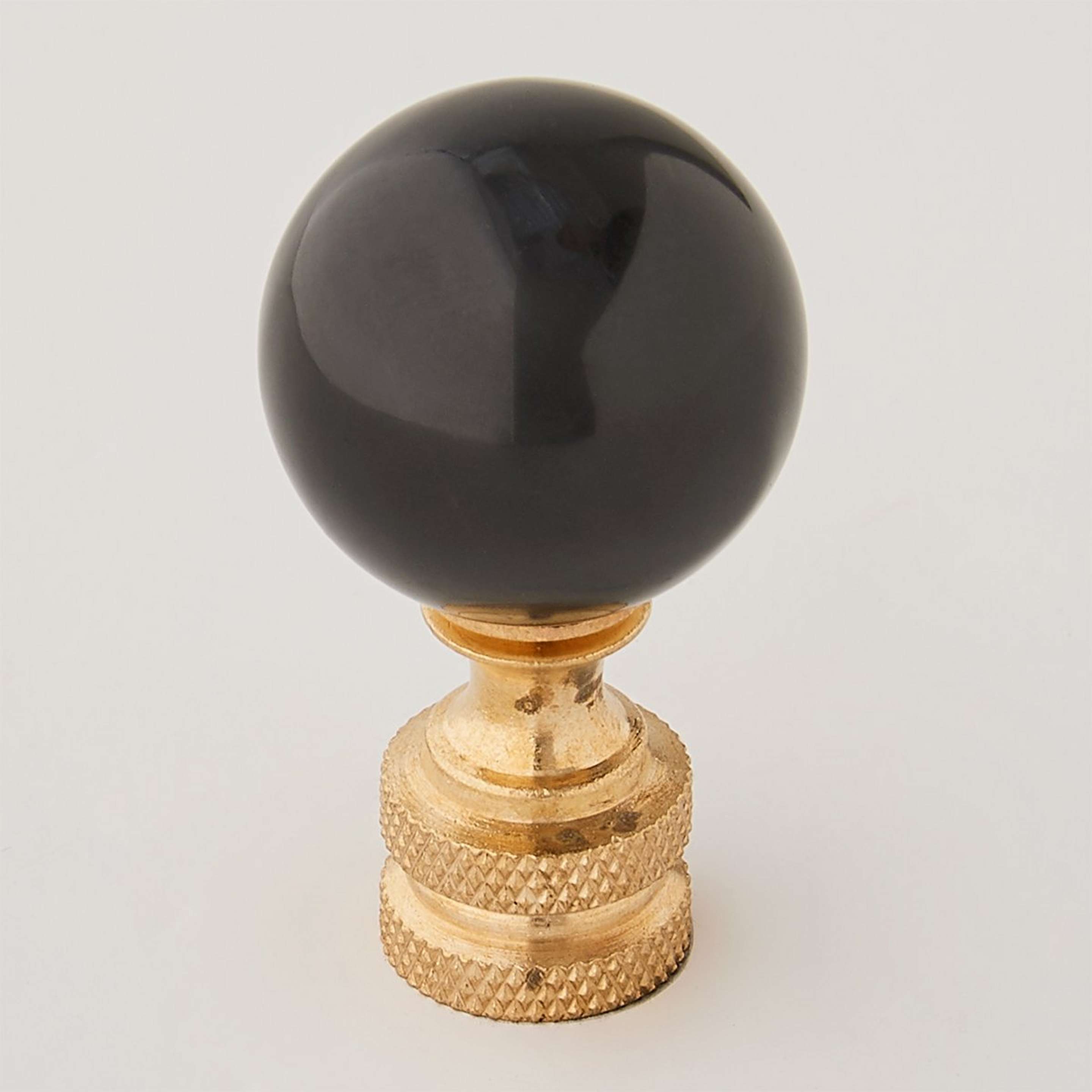A Black Obsidian Finial - Medium with Black / Brass color