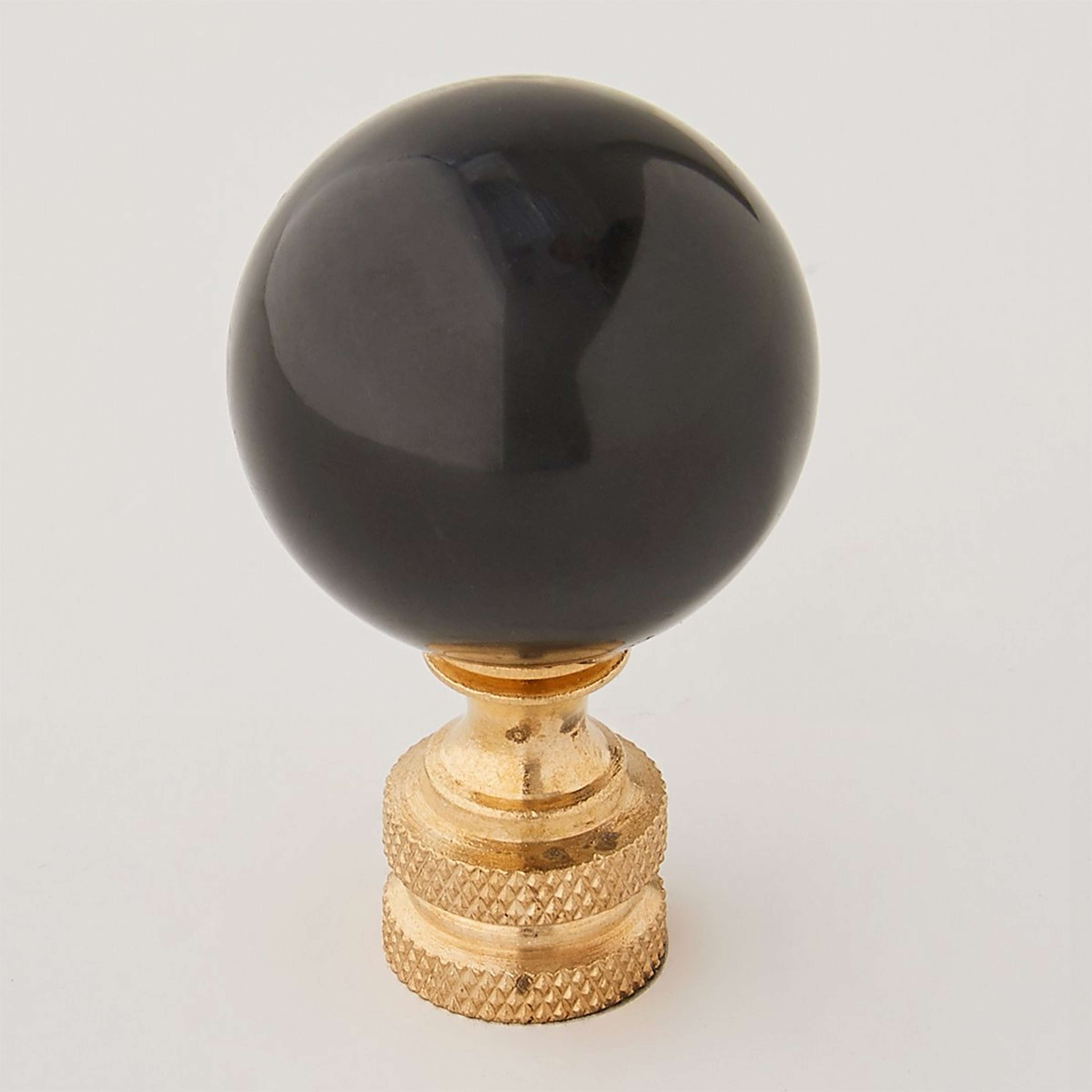 A Black Obsidian Finial - Large with Black / Brass color