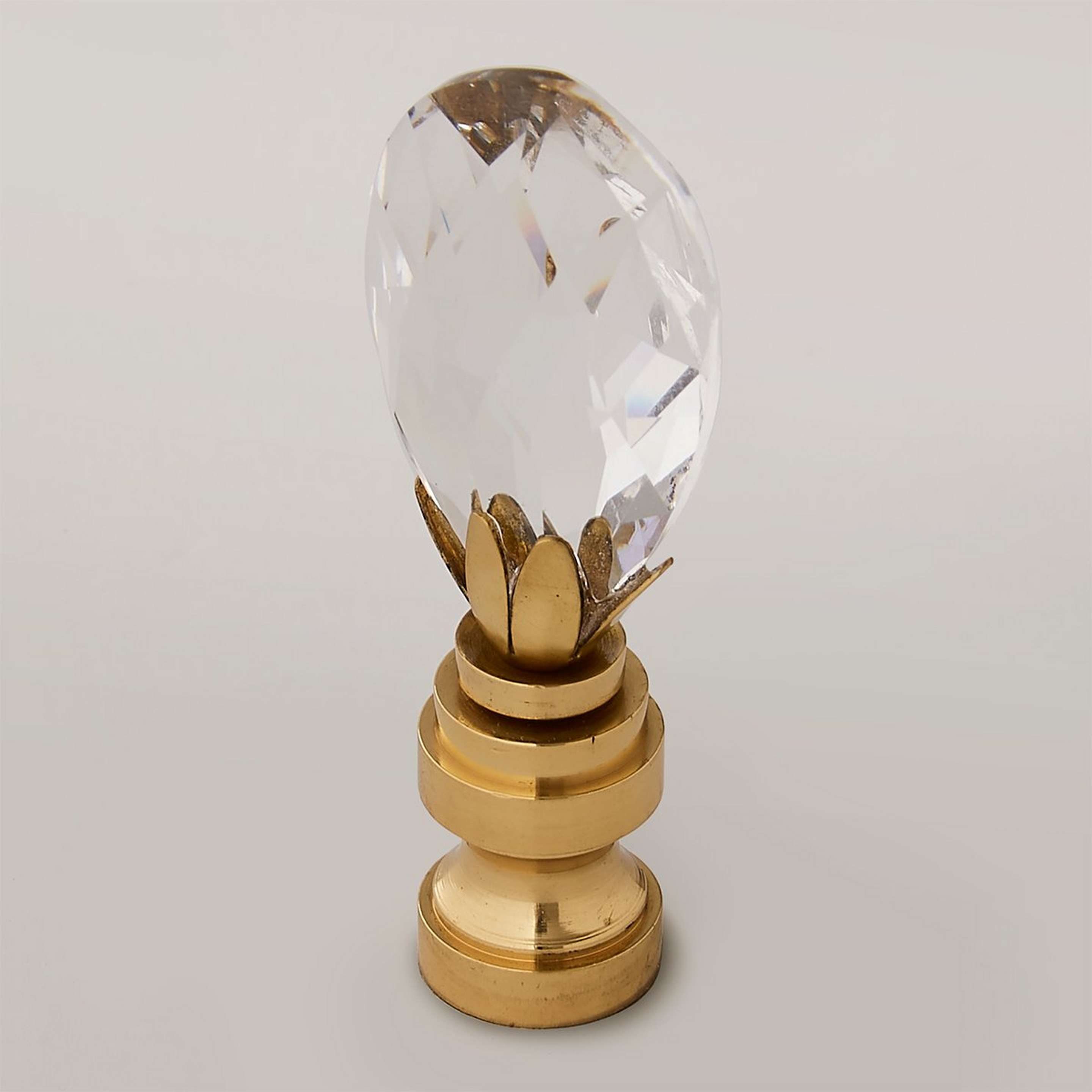 A Small Crystal Tear Drop 2.25" with Crystal / Brass color
