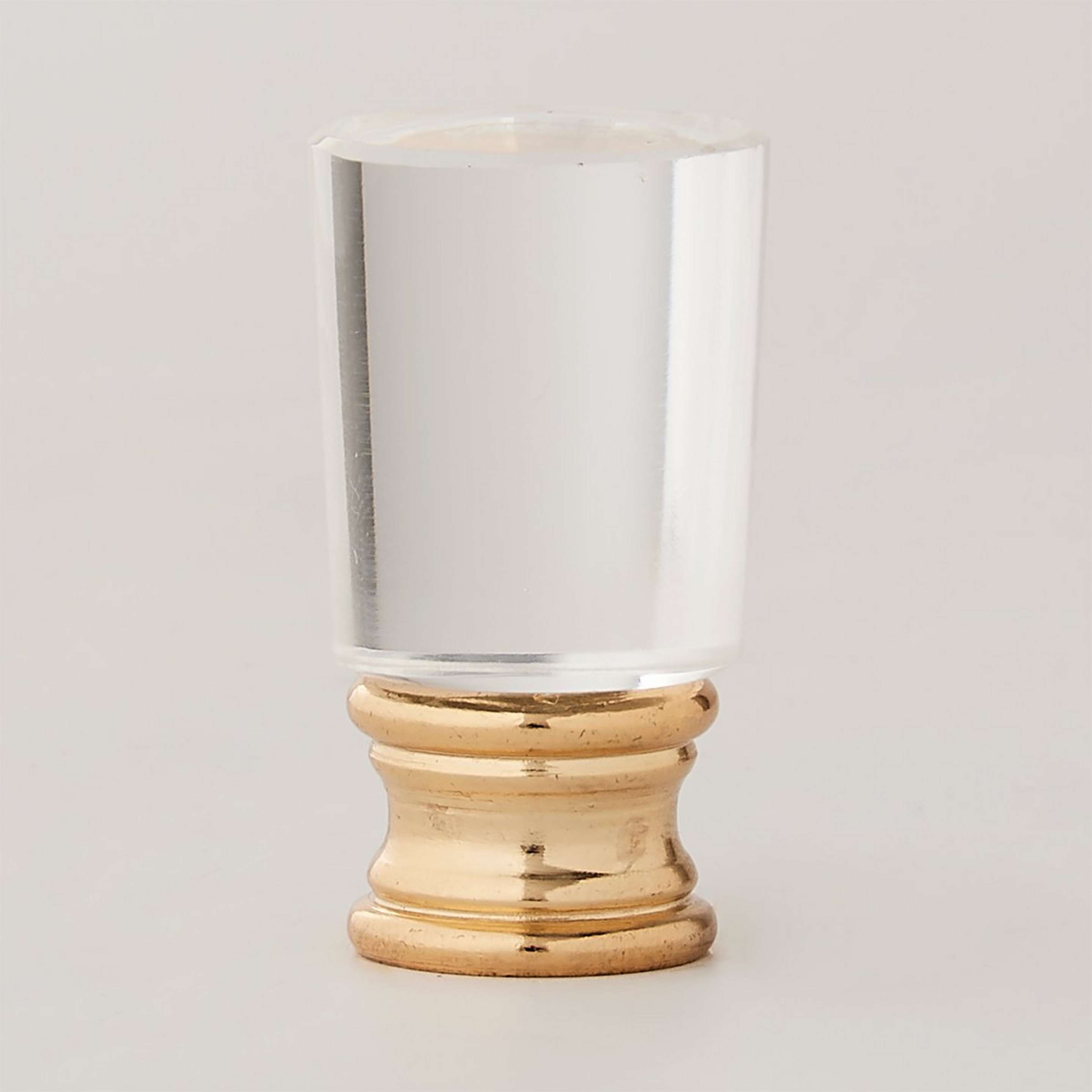 A Crystal Cylinder Polished Nickel 1.5" with Crystal / Polished Brass color
