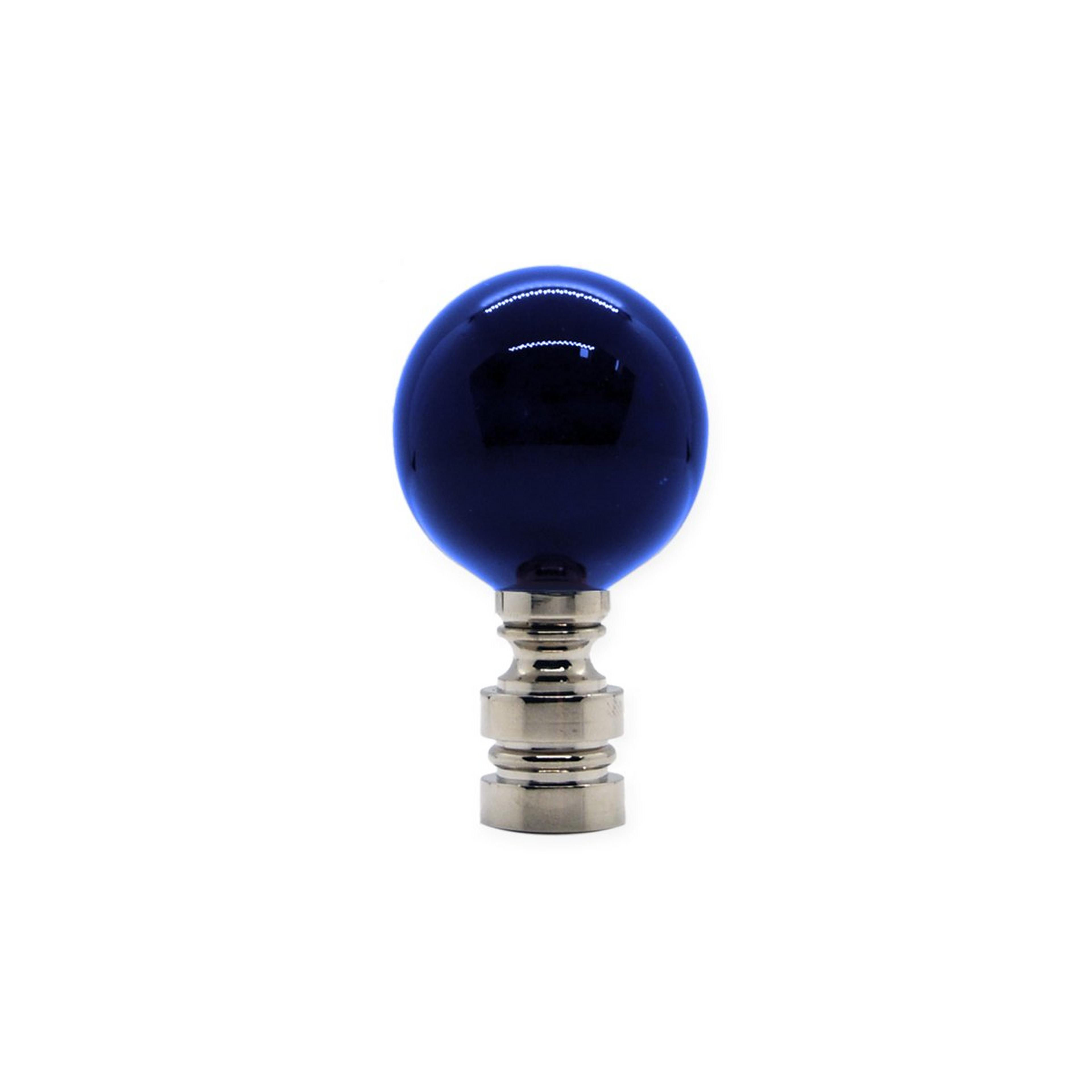 A Navy Ceramic Finial with Polished Nickel / Navy Ceramic color