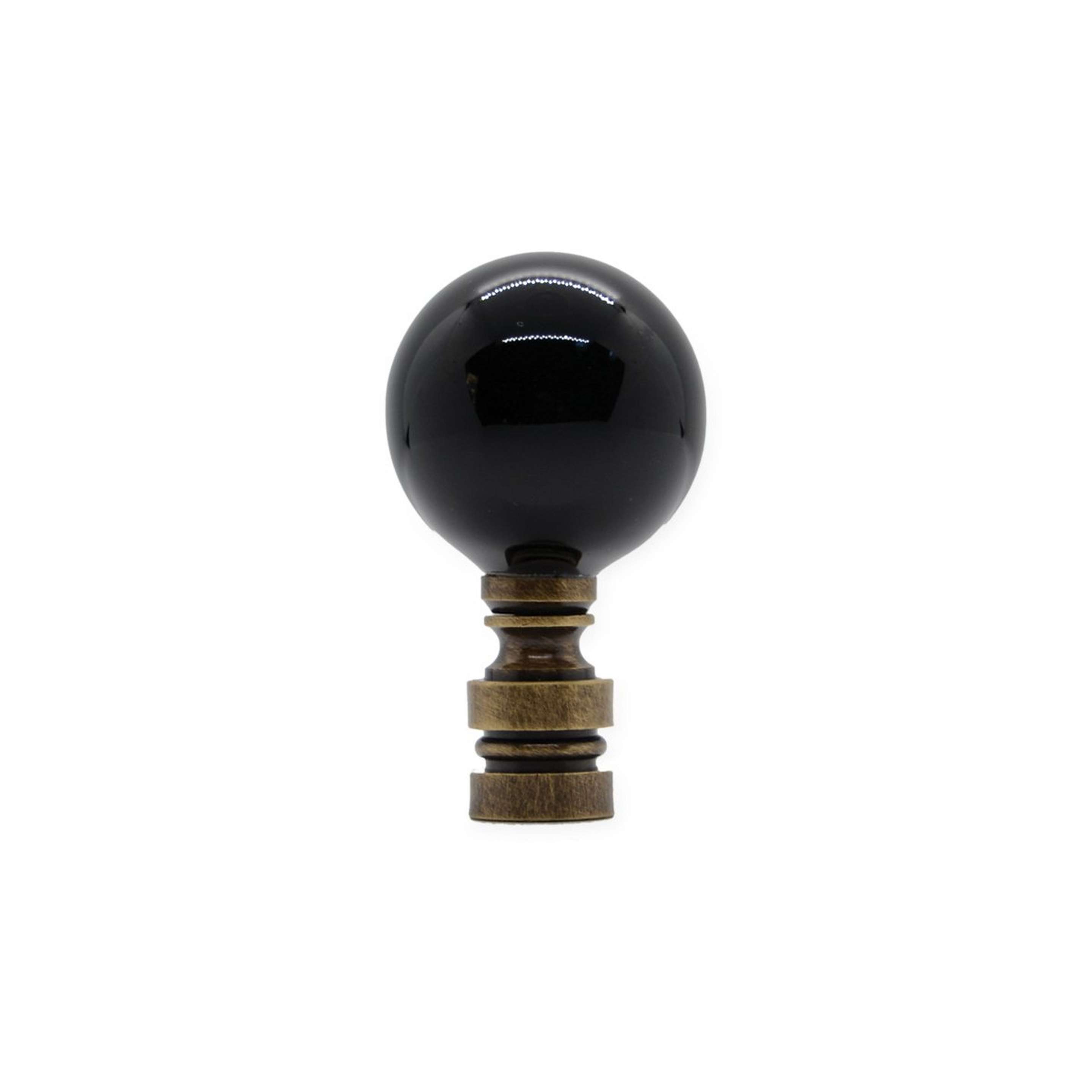 A Black Ceramic Finial with Aged Brass / Black Ceramic color