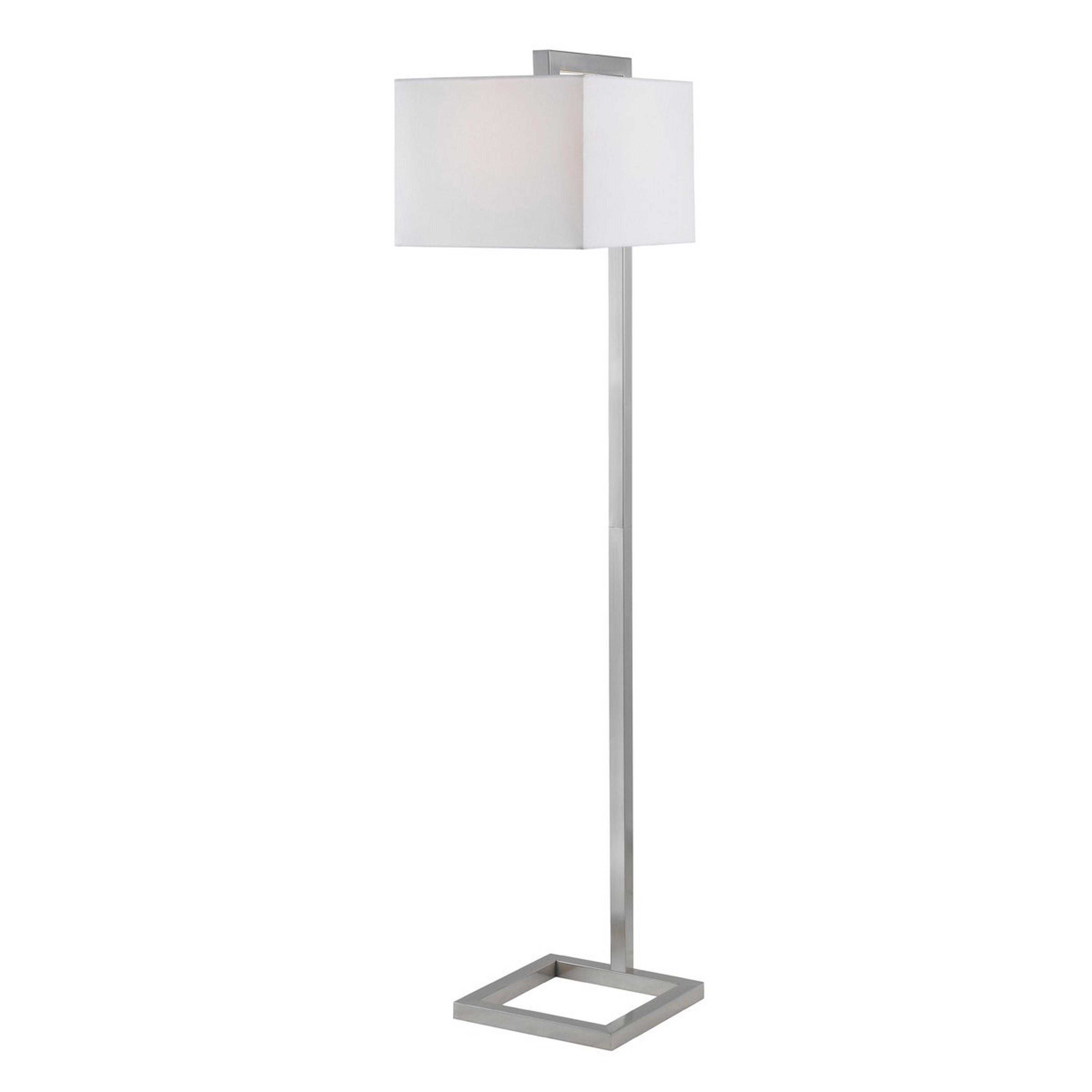 A Square Frame Base Floor Lamp Steel or Bronze with Brushed Steel color