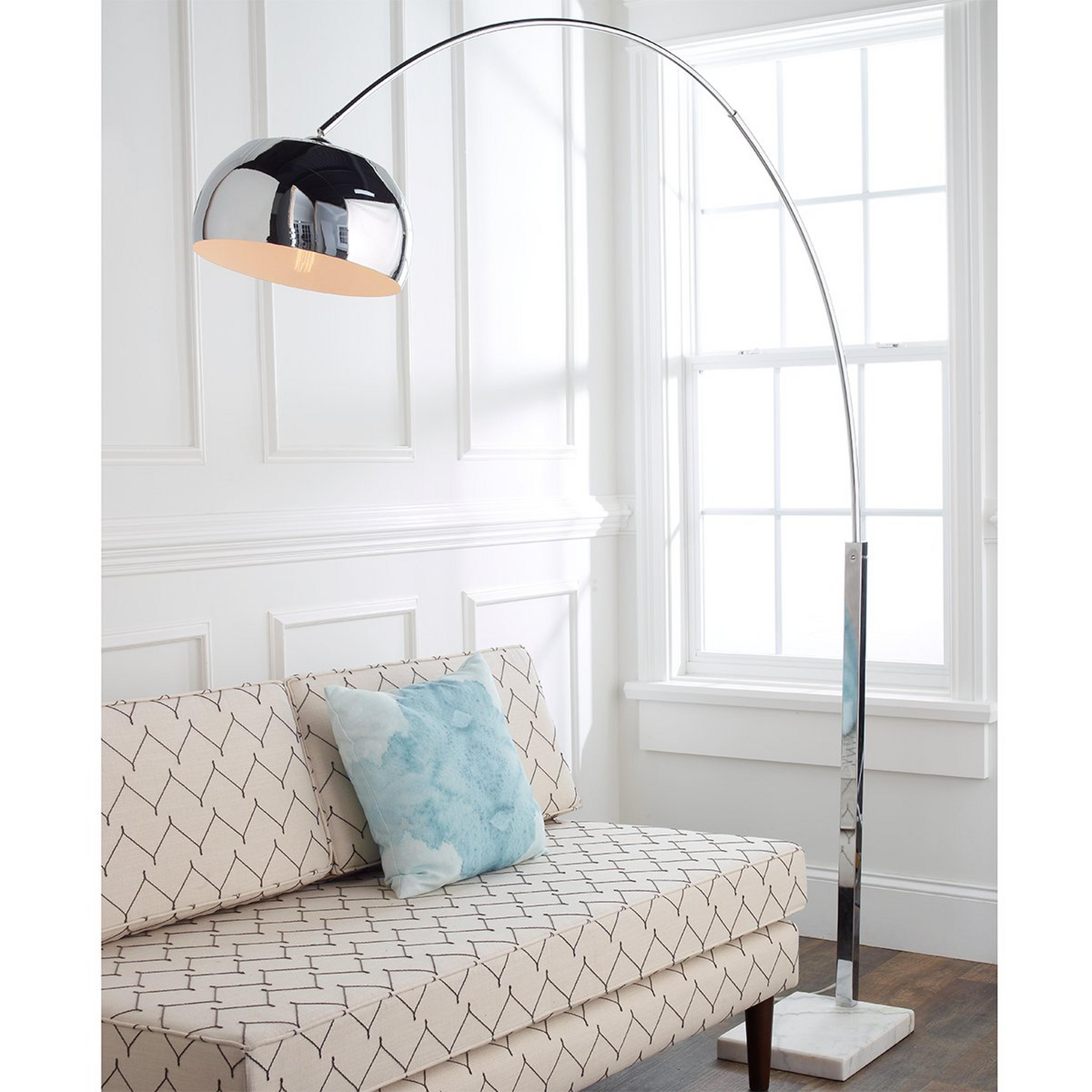 A Silver And Marble Arc Floor Lamp with undefined color