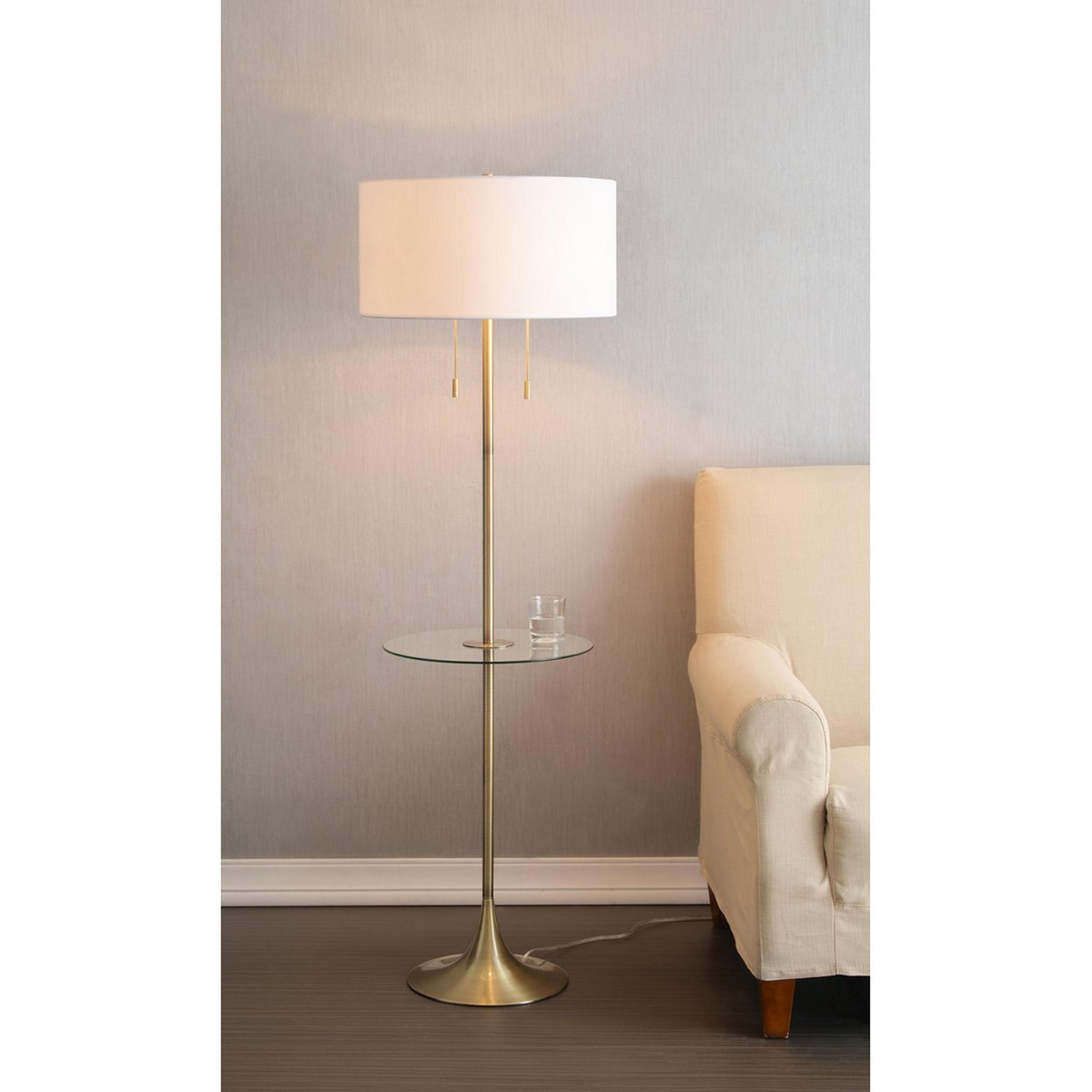 A Tapered Table Top Floor Lamp with Antique Brass color