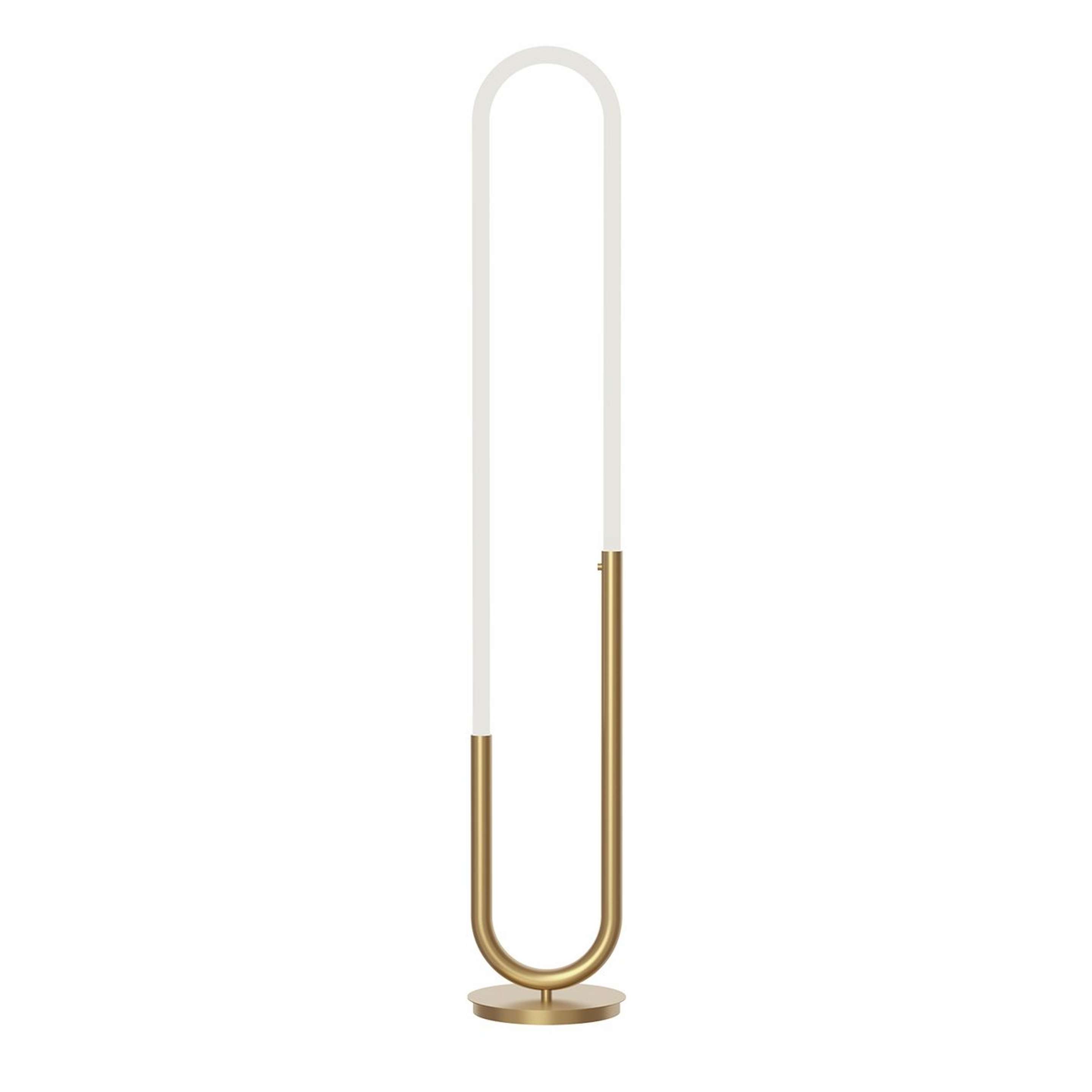 A Cassini LED Floor Lamp with Brushed Gold / Frosted White color