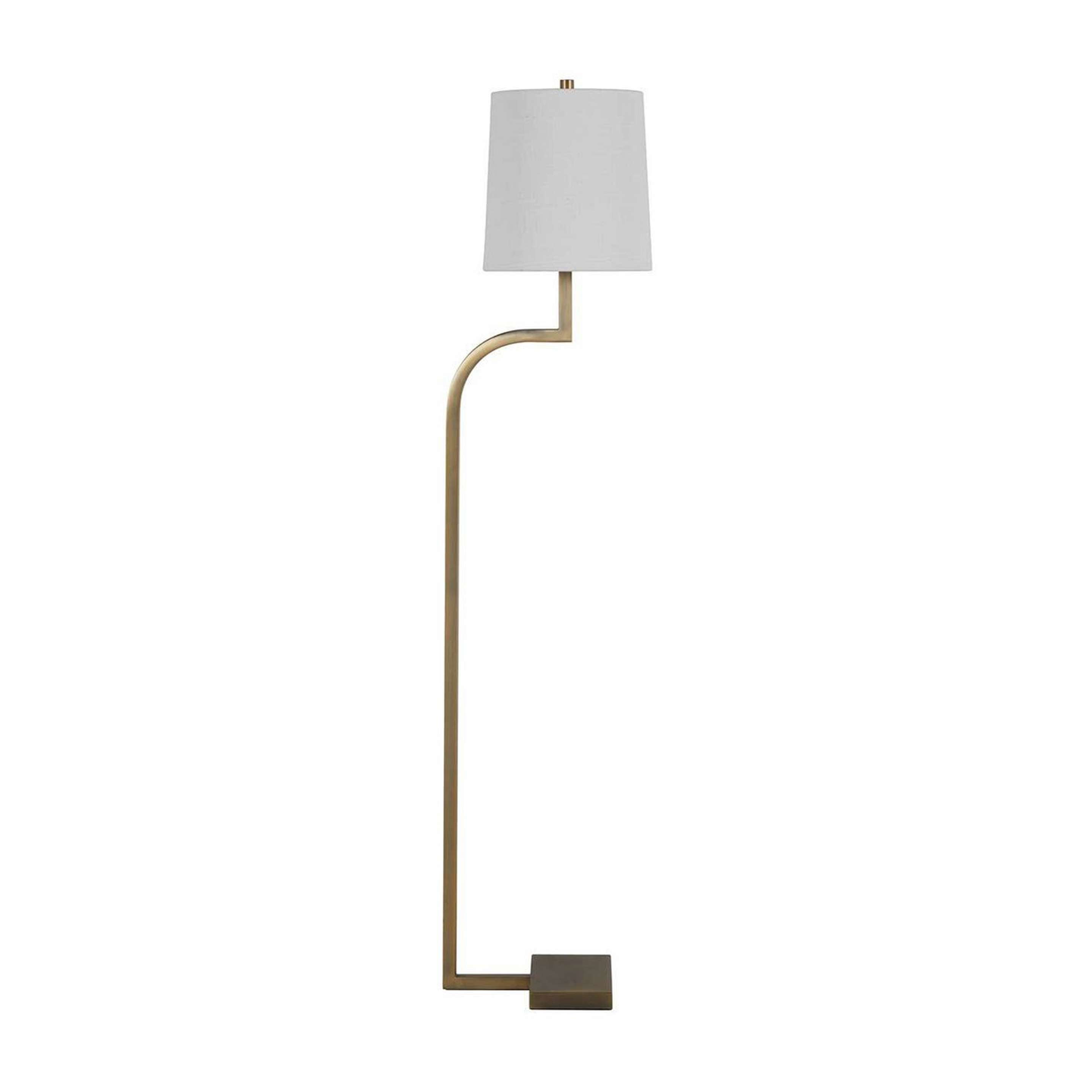 A Bouchard Floor Lamp with Aged Brass / White Linen color