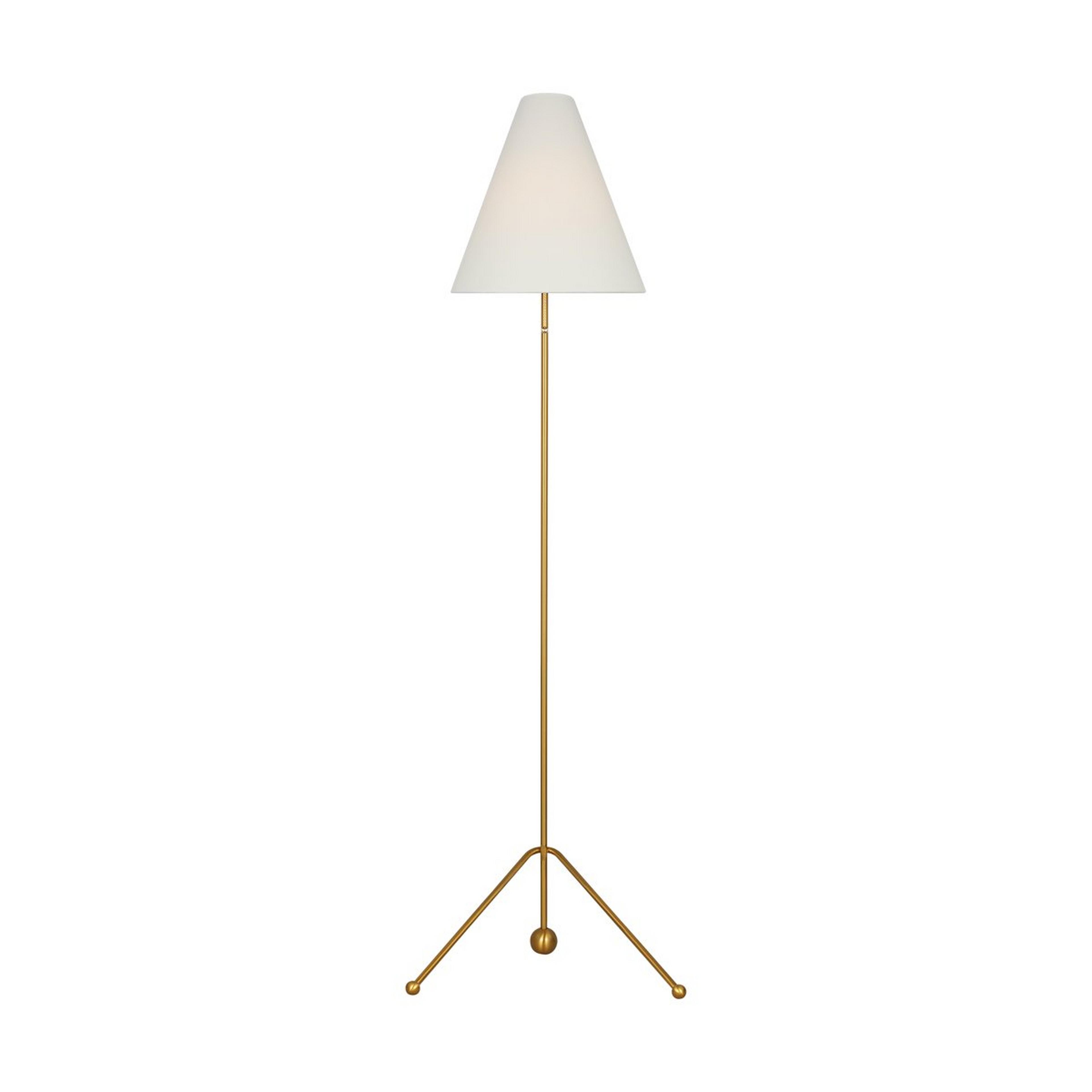 A Delron Floor Lamp - Linen with Burnished Brass / White color