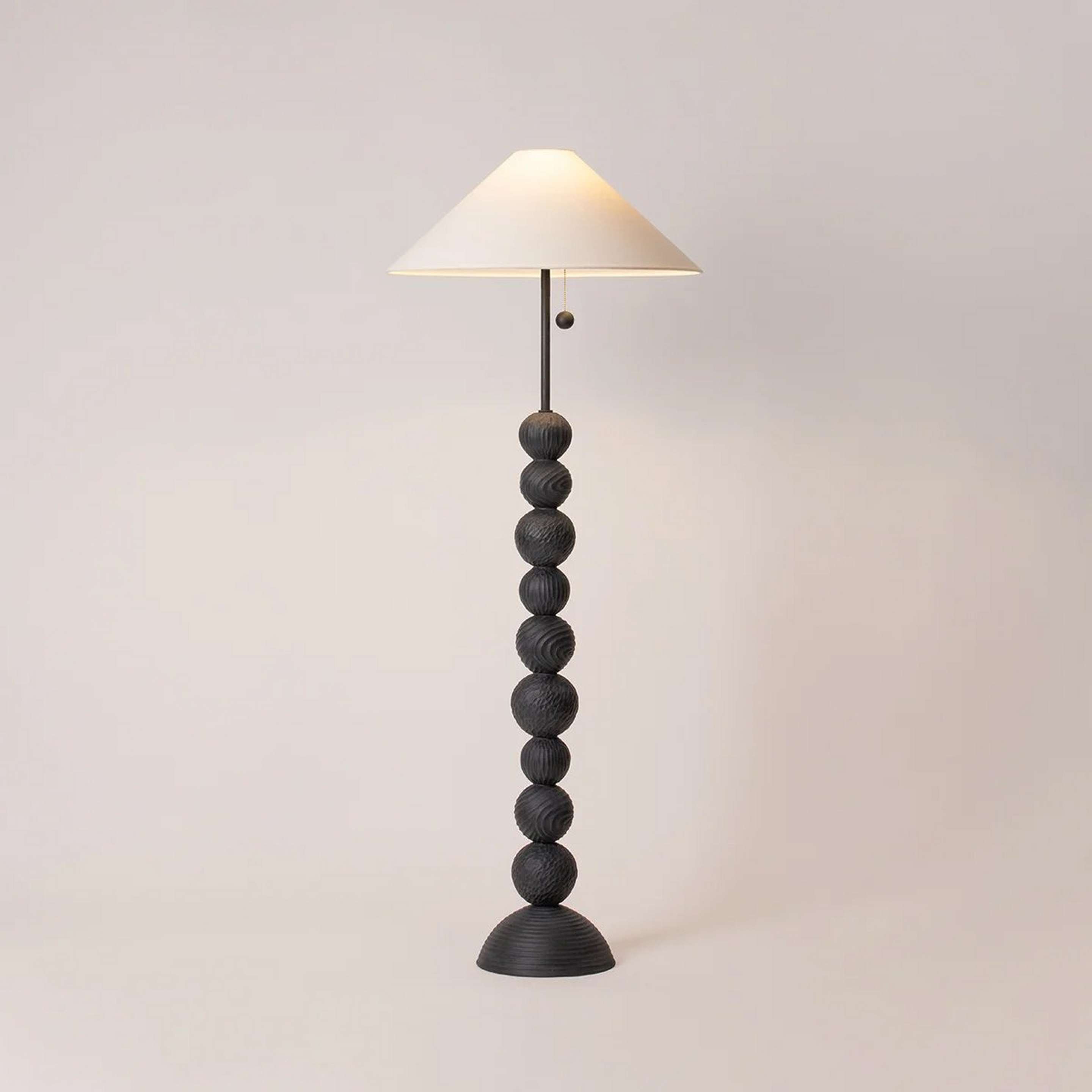 A Stardust Floor Lamp with Iron / Black / Off-White Linen color