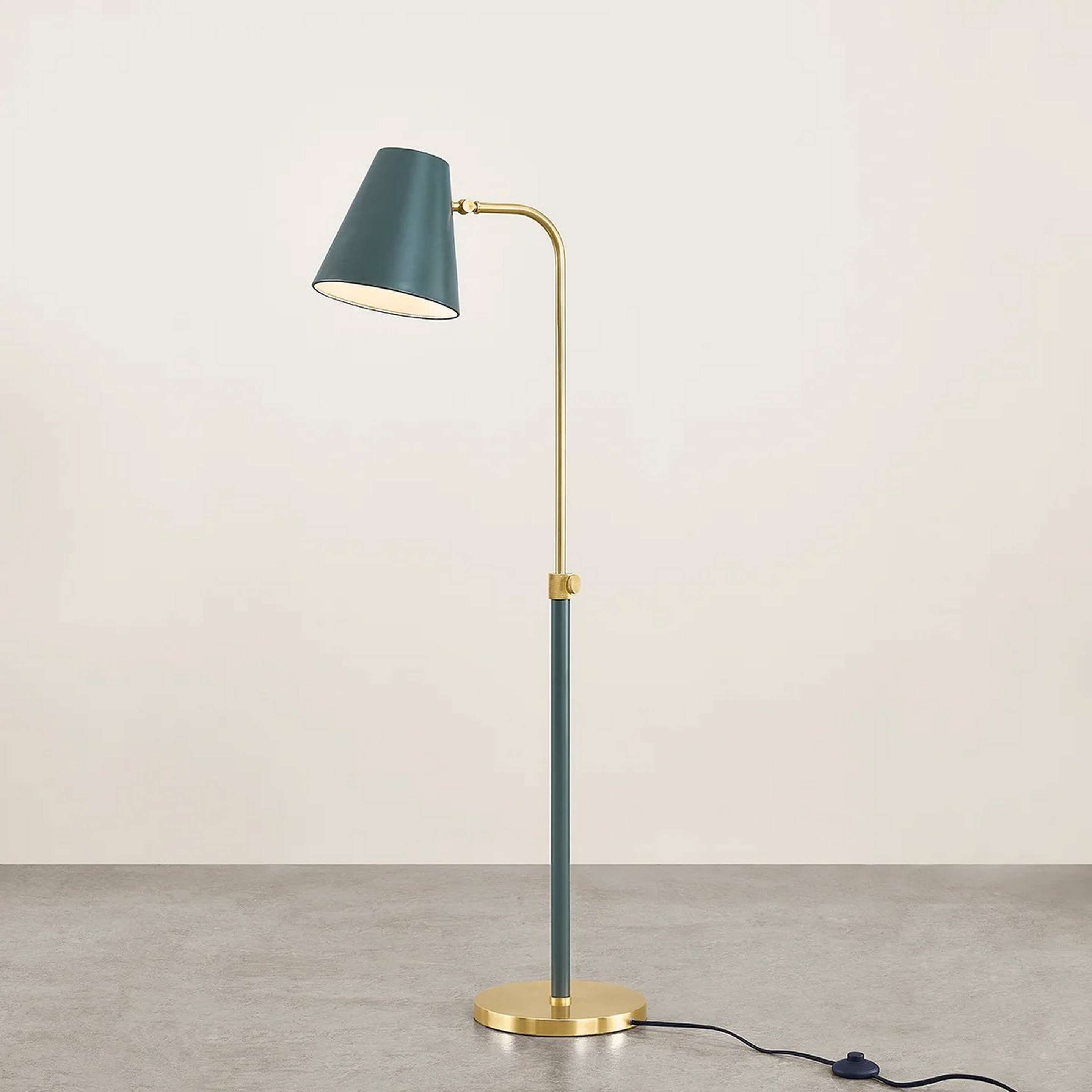 A Winston Adjustable Floor Lamp with Brass / Green color