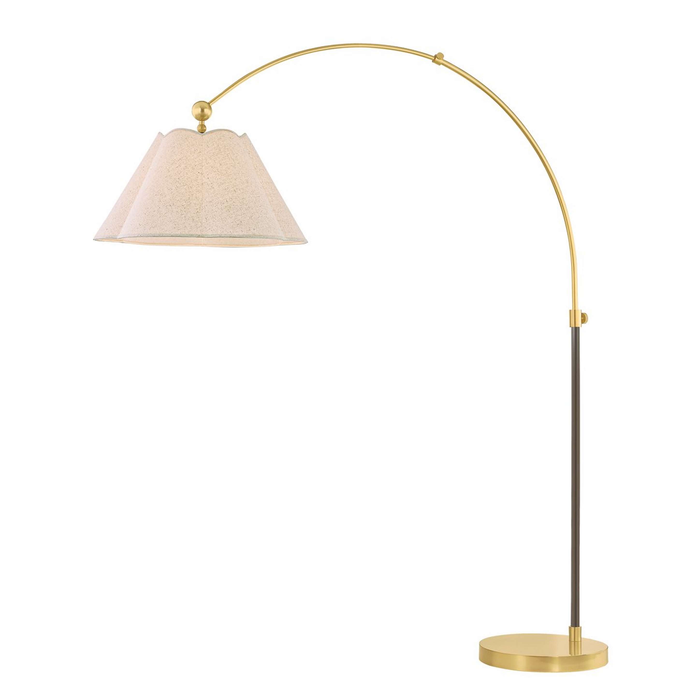 A Bryony Floor Lamp with Aged Brass / Dark Bronze / Natural Linen color