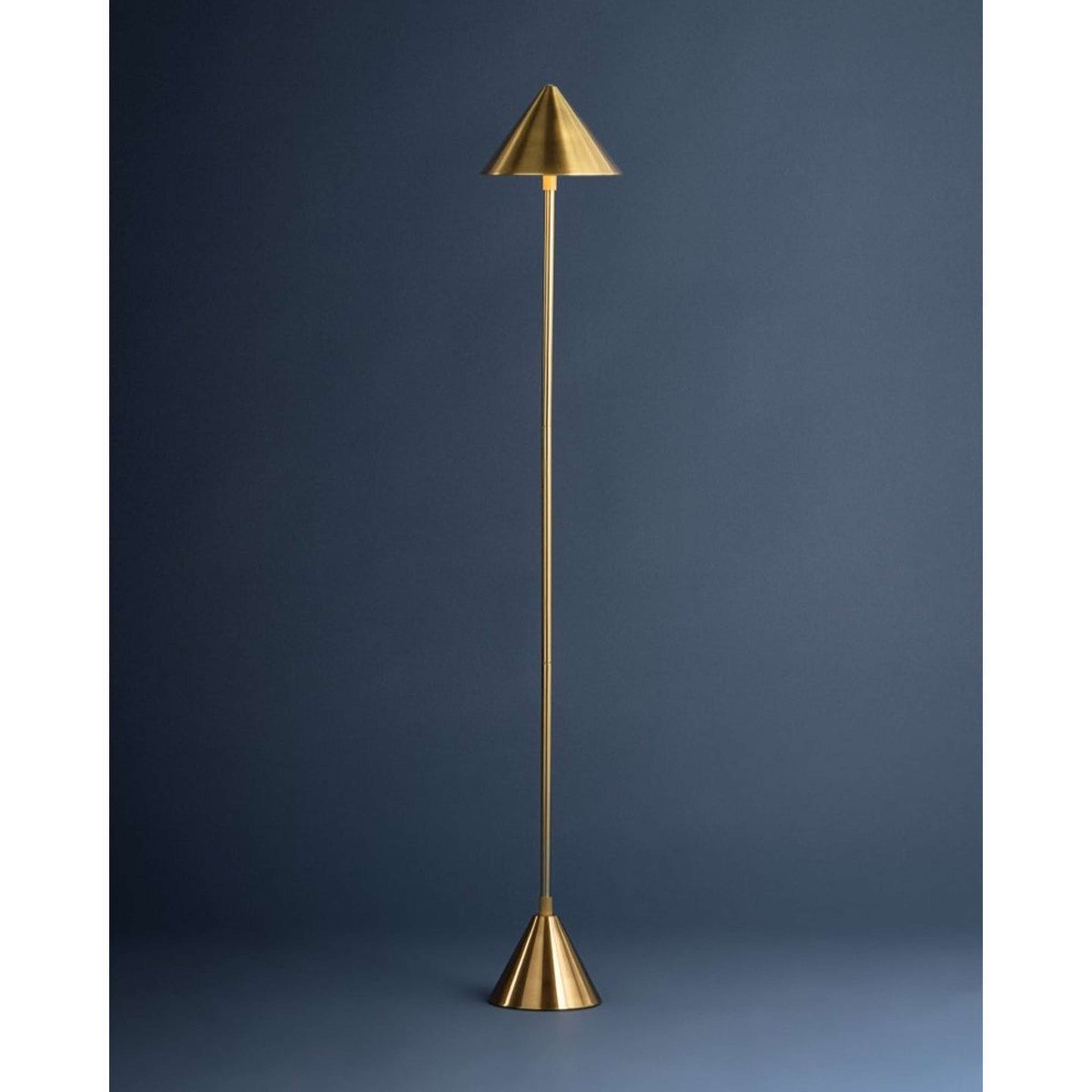 A Boyer LED Cordless Rechargeable Floor Lamp with Brass / White Acrylic color
