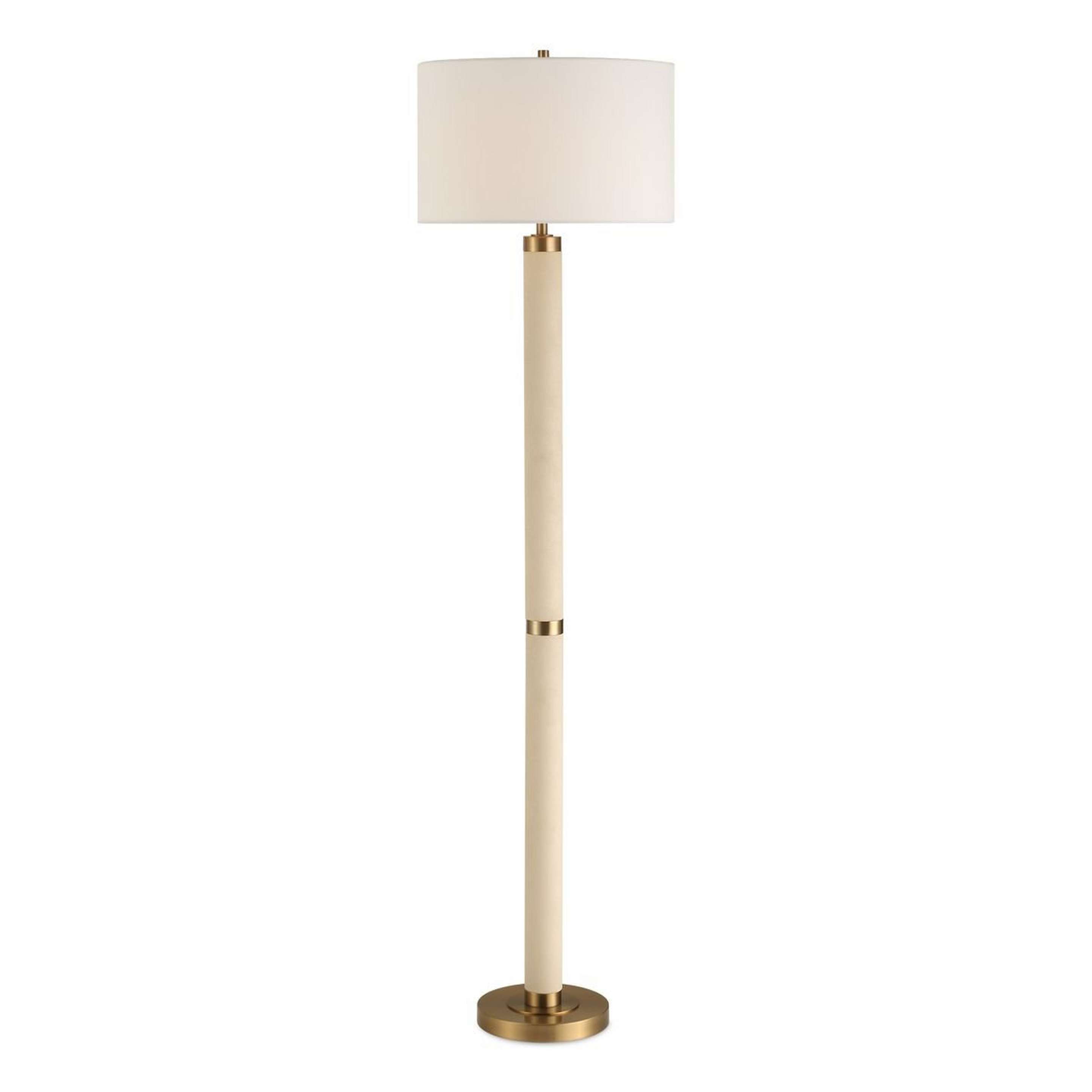 A Giorgio Floor Lamp with Brass / White Faux Shagreen color