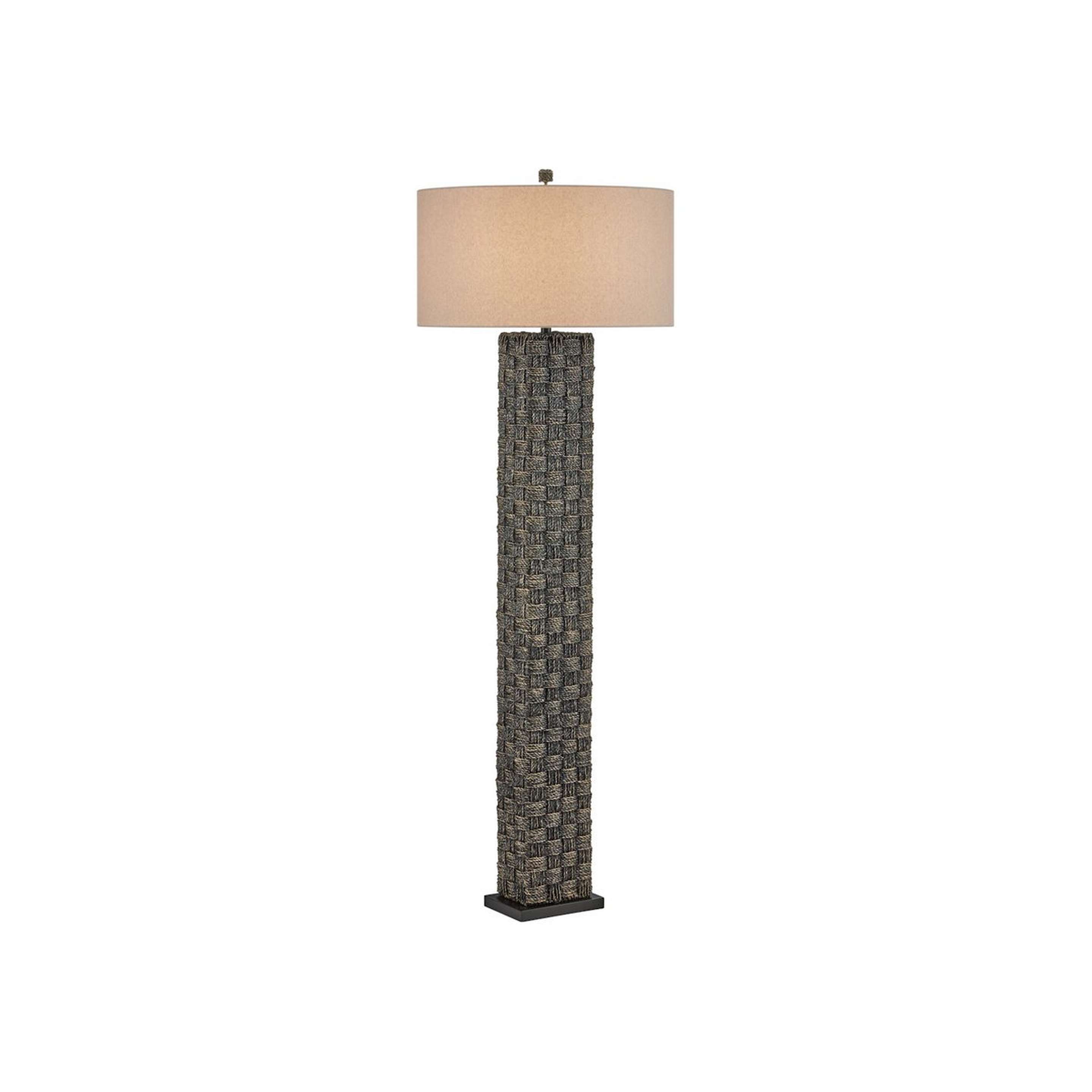 A Rourke Floor Lamp with Natural Seagrass / Beige color