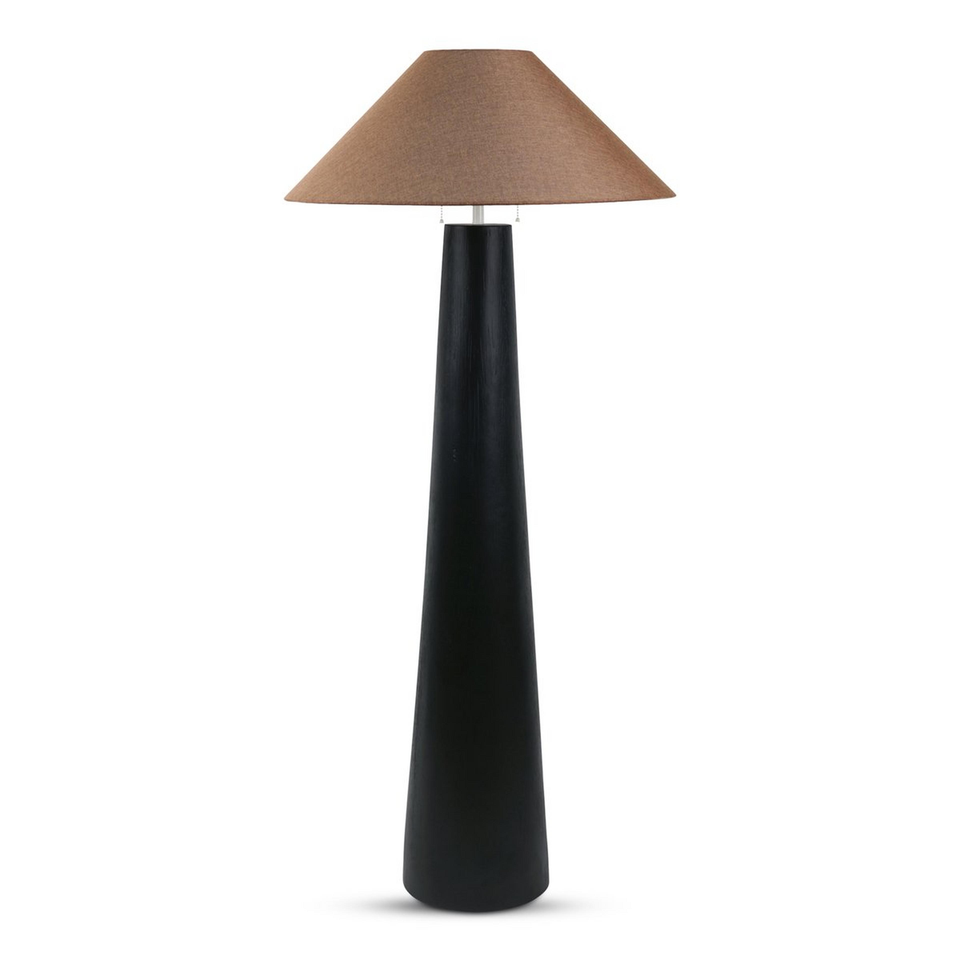 A Adansonia Floor Lamp with Black Faux Wood / Brown Linen color