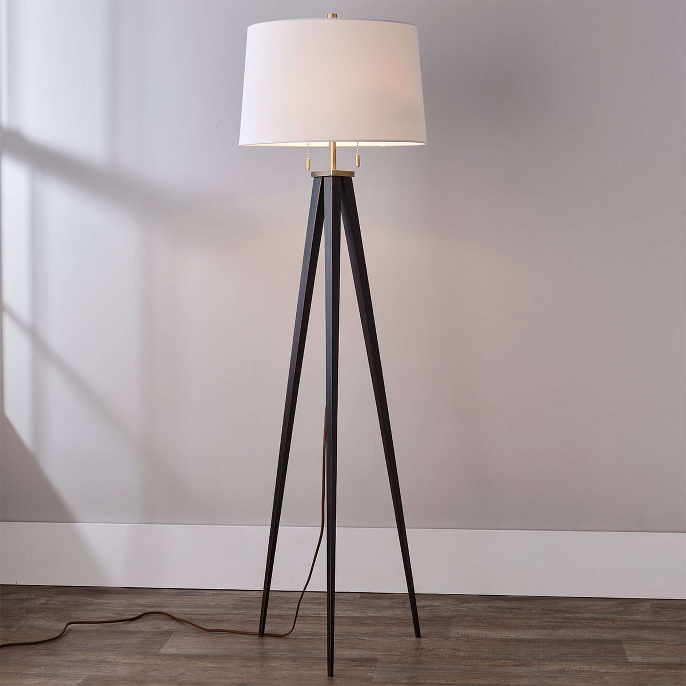 A Triptych Floor Lamp with Bronze color