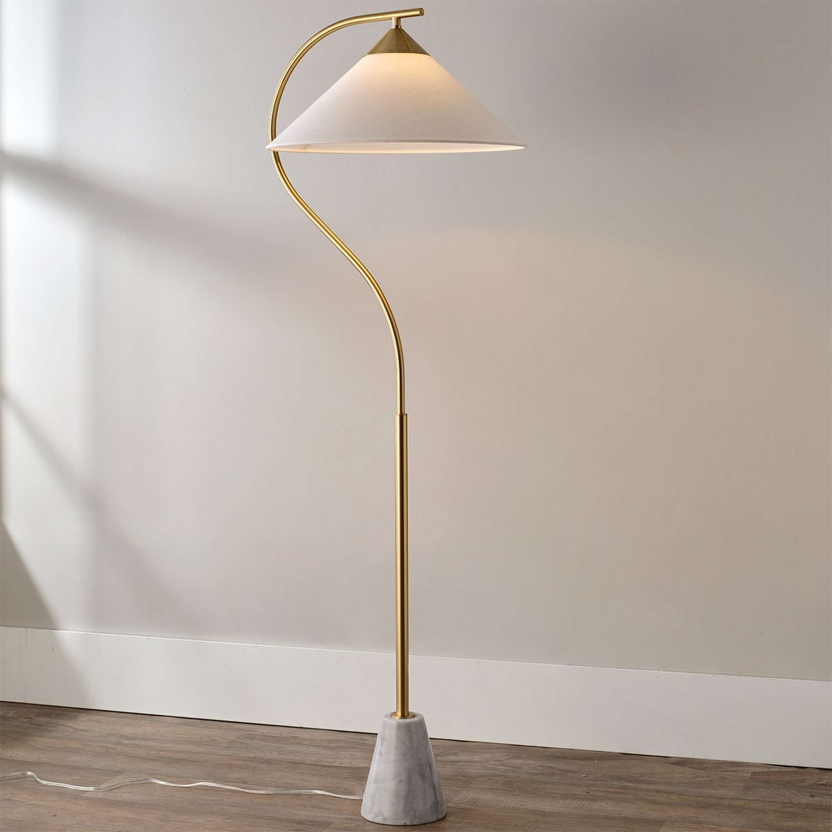 A Edith Floor Lamp with Aged Brass / White color