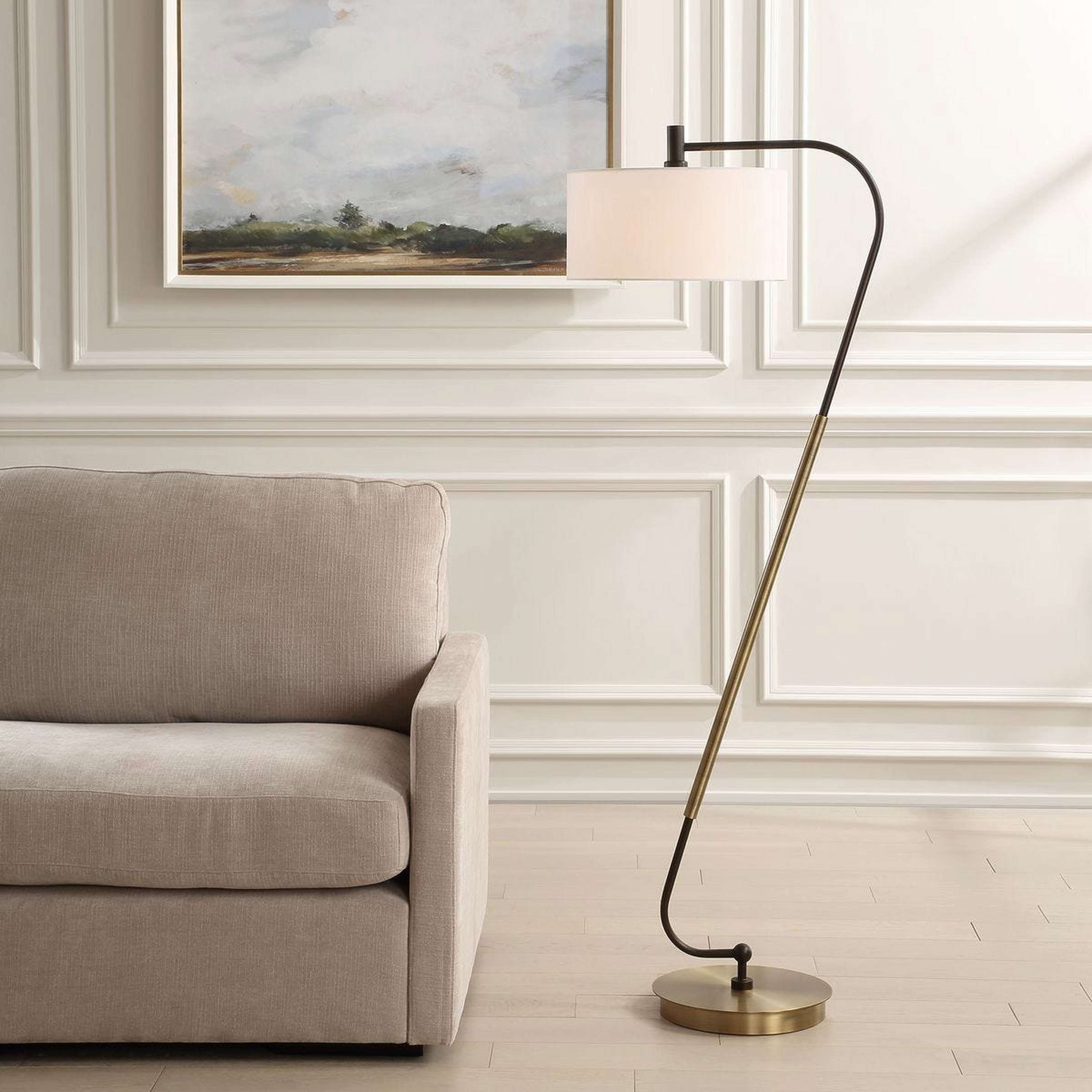 A Southshore Floor Lamp with Antique Brass / Bronze color