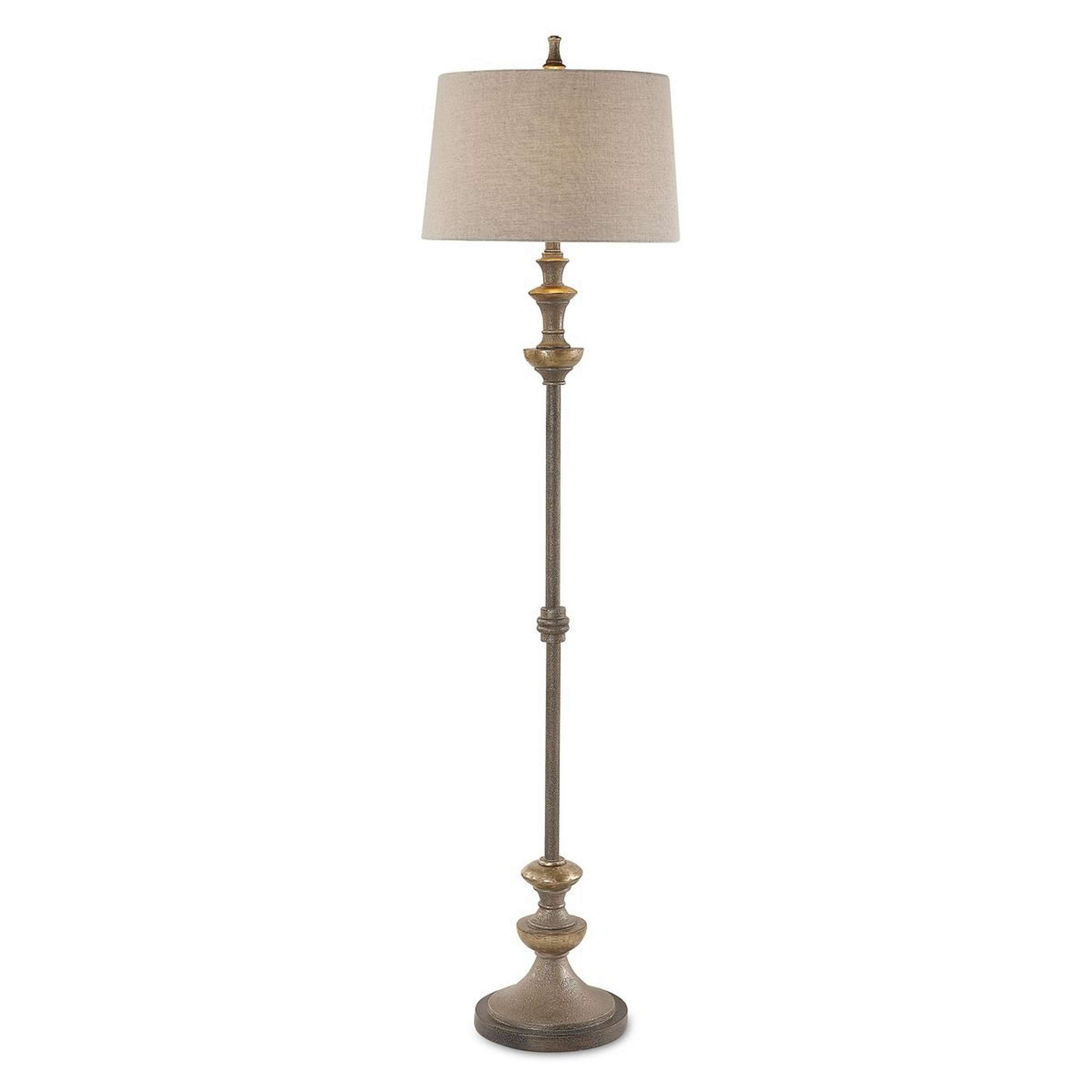 A Paddington Floor Lamp with Textured Silver color
