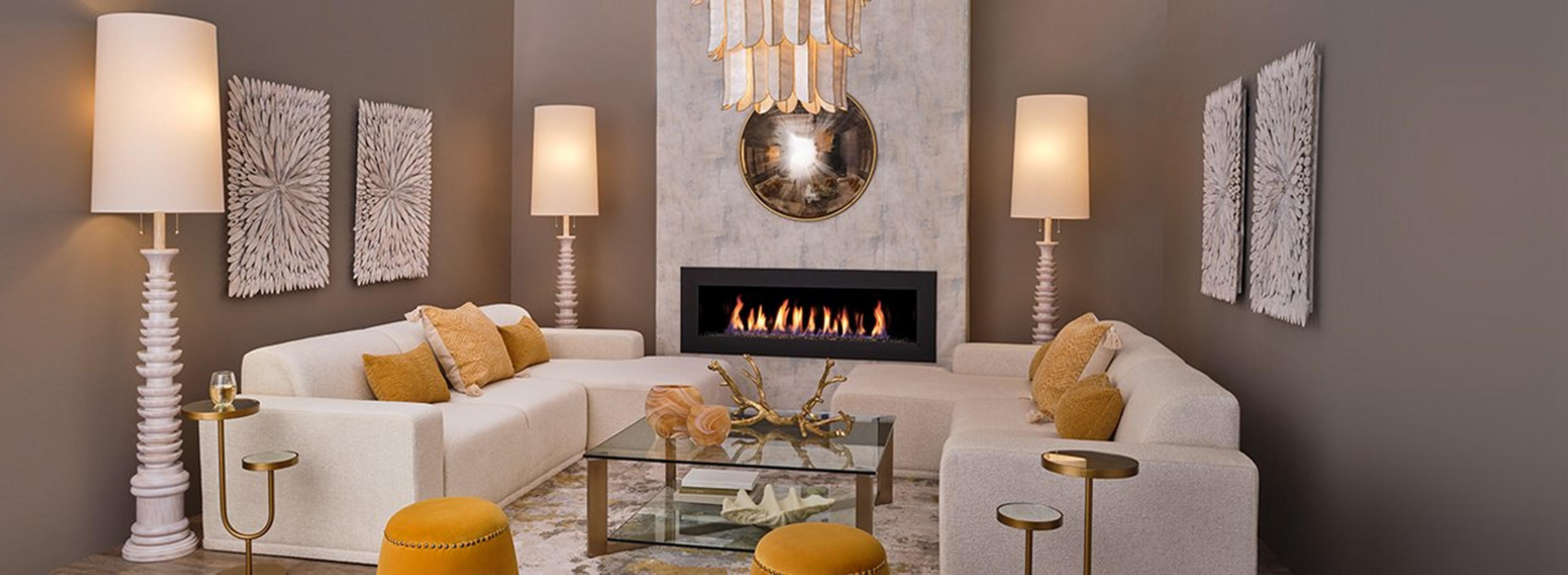 Andrey Floor Lamps in a golden living room