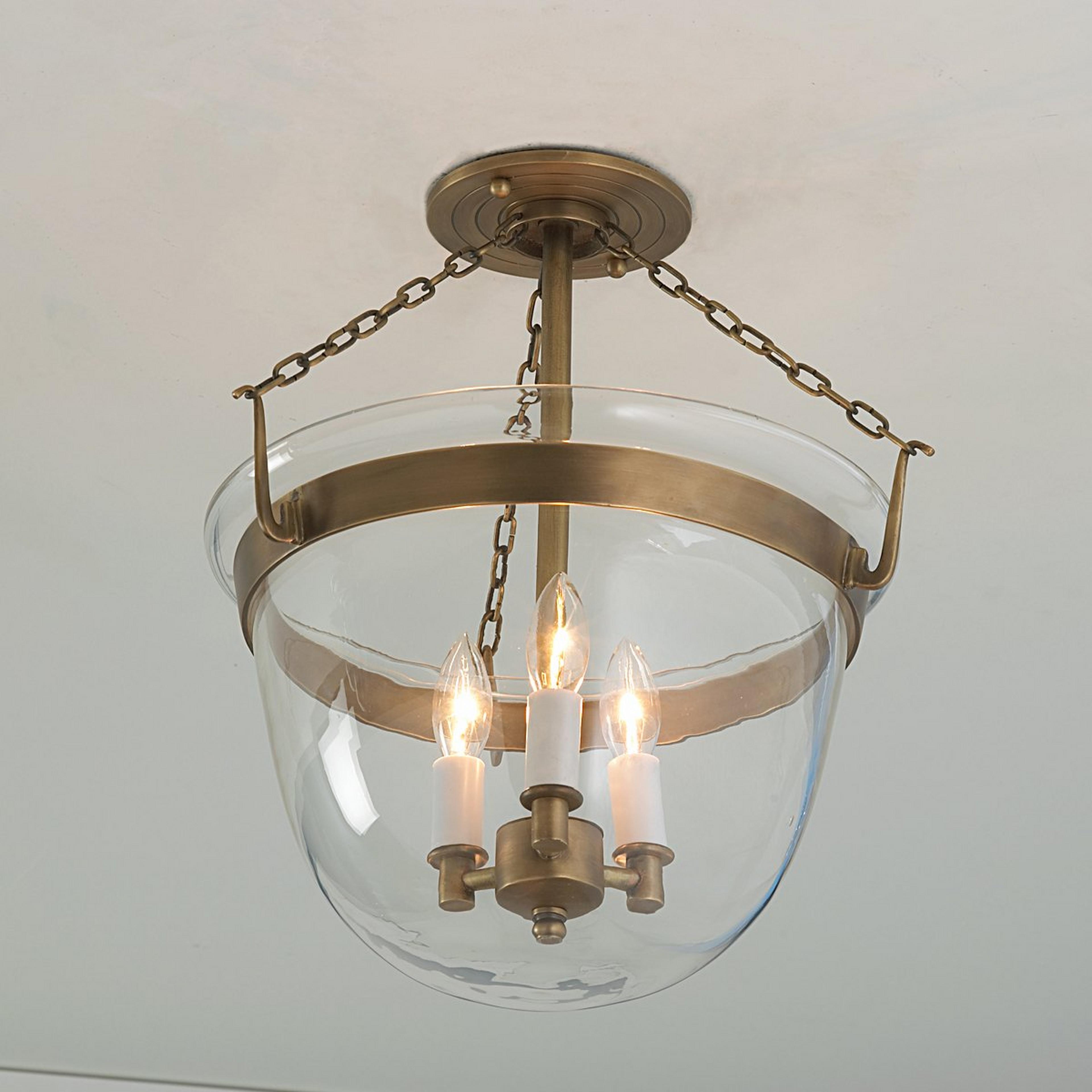 Smokebell Lantern Semi-Flush Ceiling Light - Large - Clear
