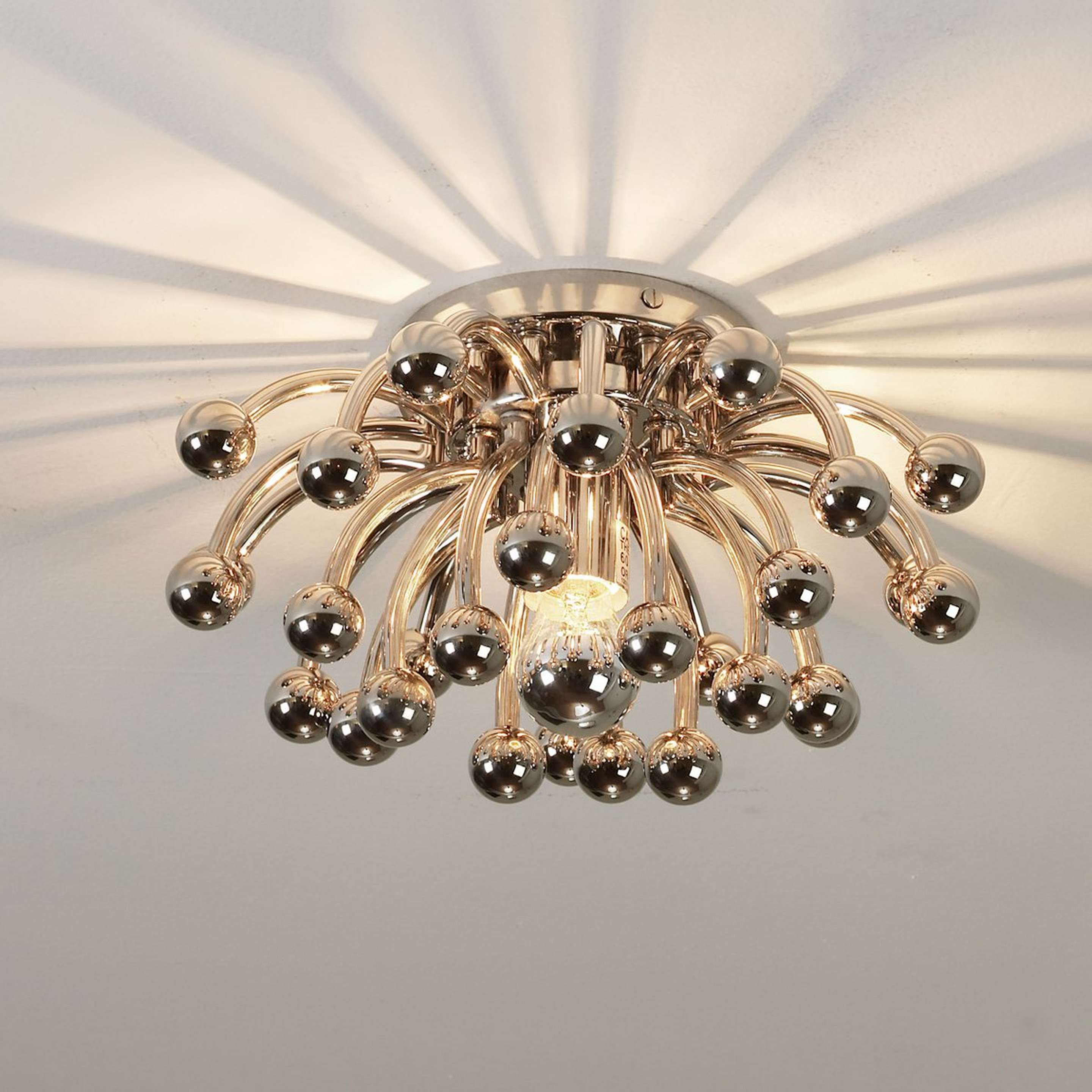 A Mirrored Balls Ceiling Light with Polished Nickel color