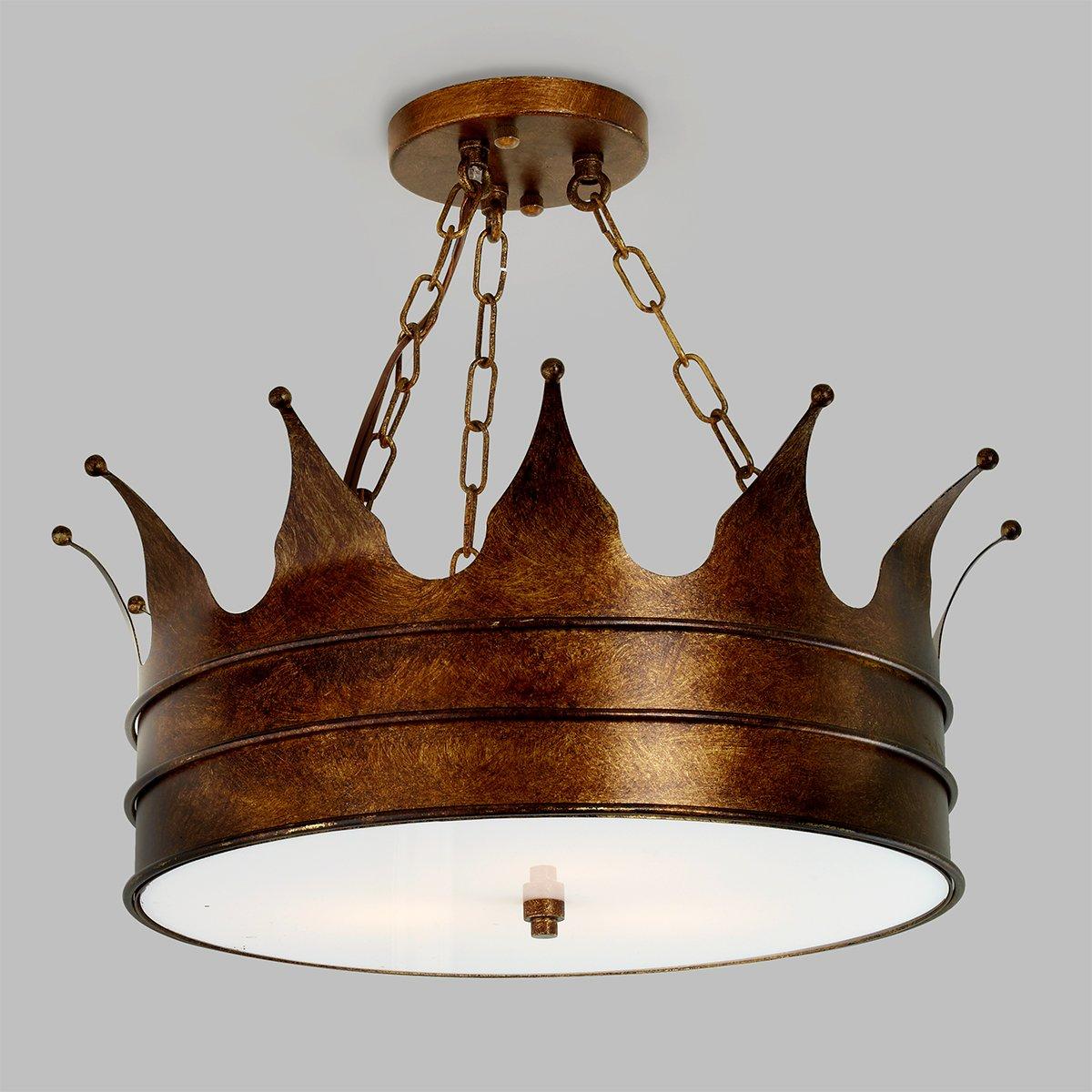 Burnished Gold Crown Semi-Flush Ceiling Light