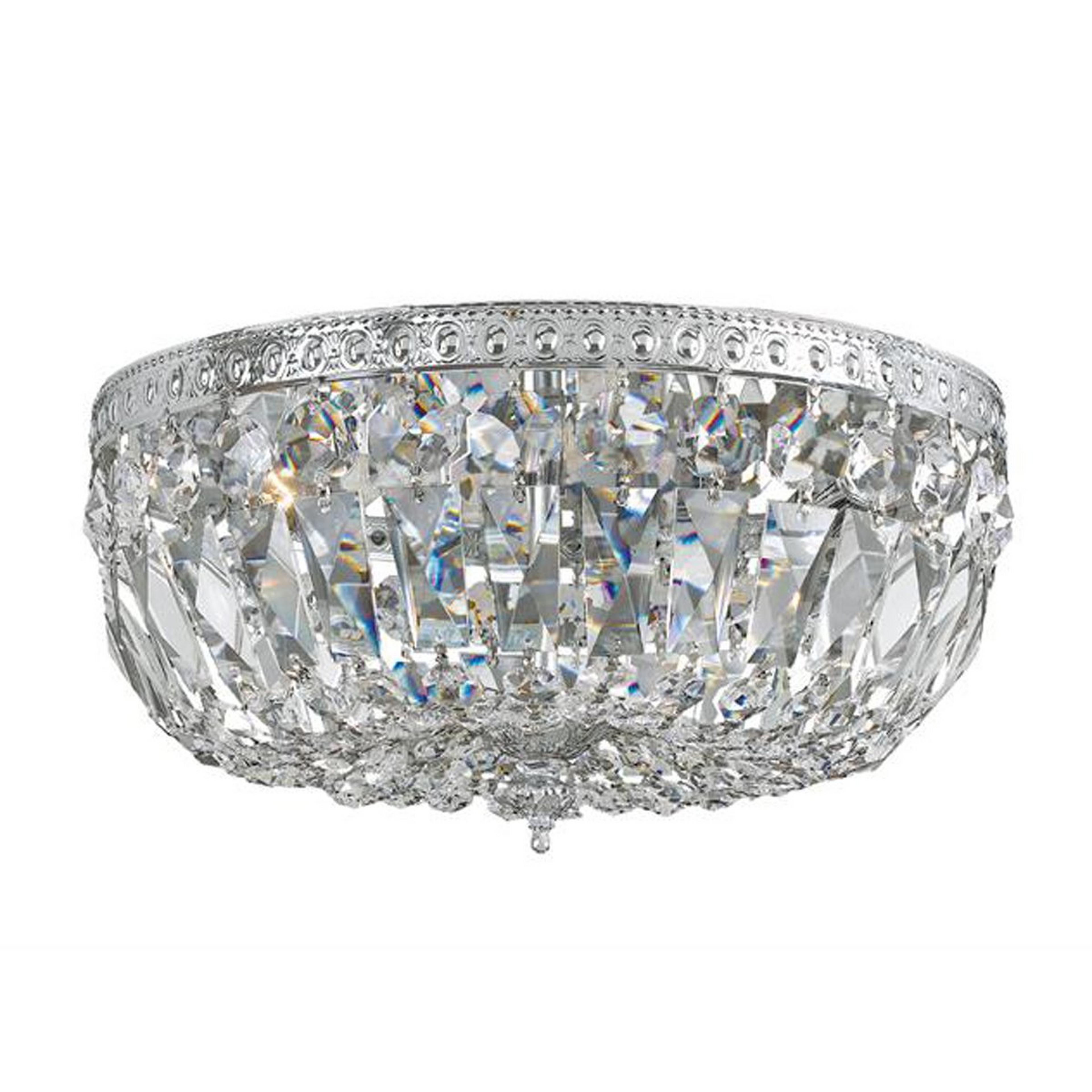 A Cut Crystal Basket Ceiling Light - Large with Chrome / Crystal color