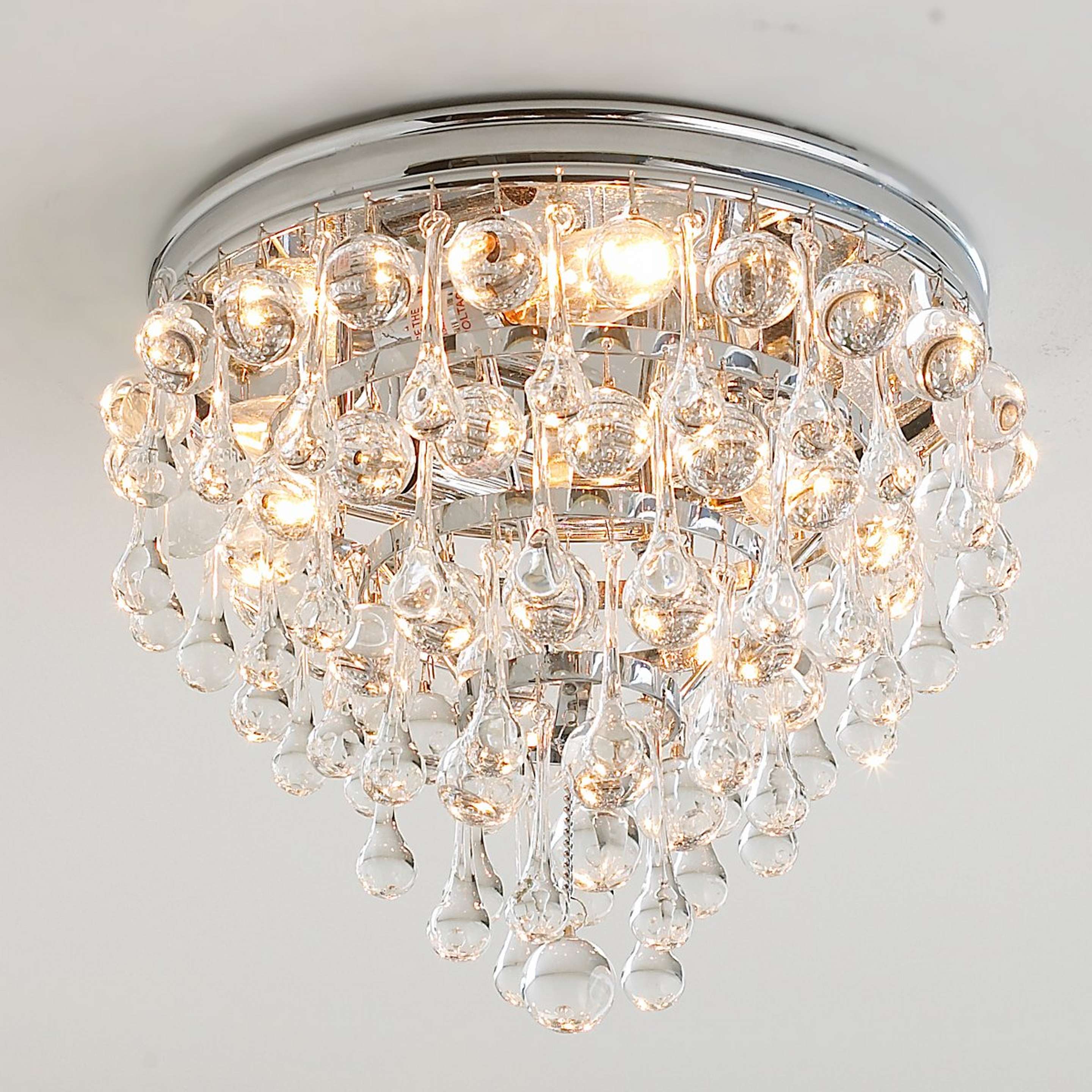 A Crystal Ball Wedding Cake Ceiling Light with Chrome color