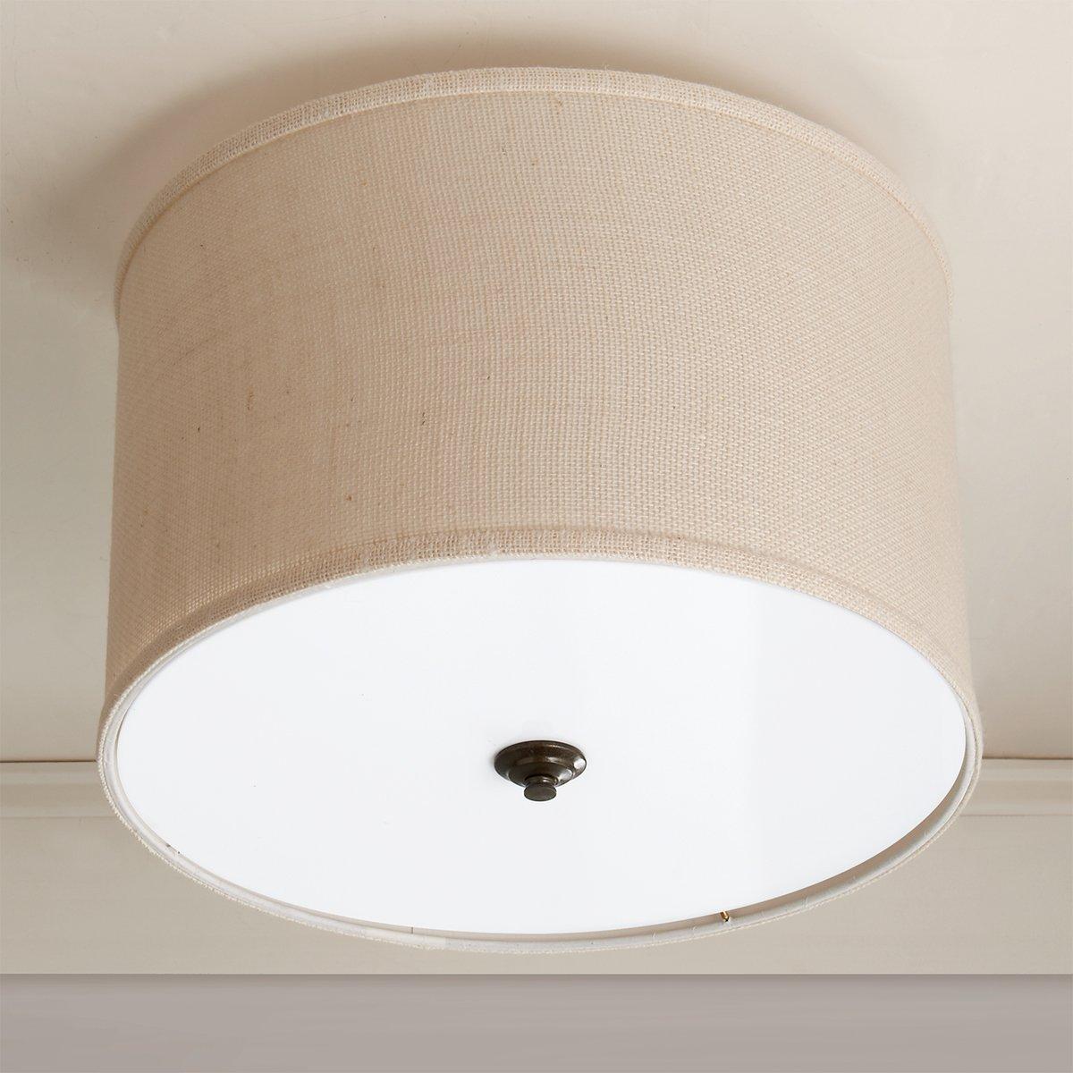 Burlap Drum Shade Ceiling Light