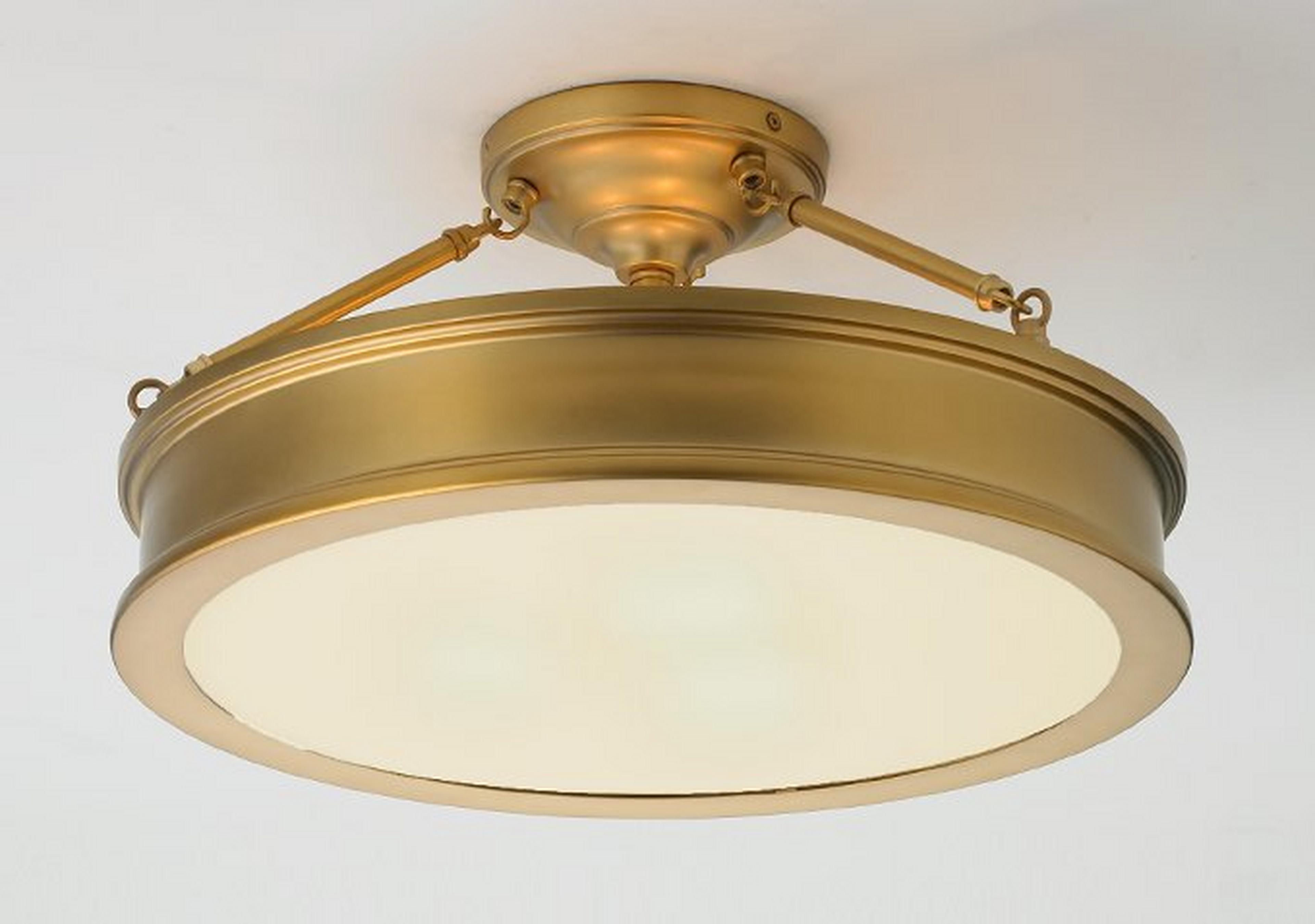 Antique Gold Traditional Urban Semi-Flush Ceiling Light