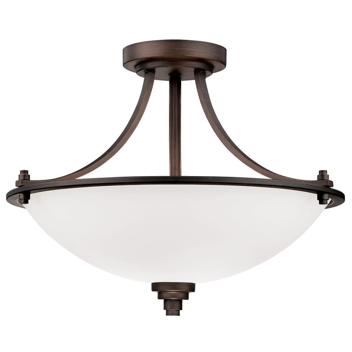 Urban White Glass Bowl Semi-Flush Ceiling Light