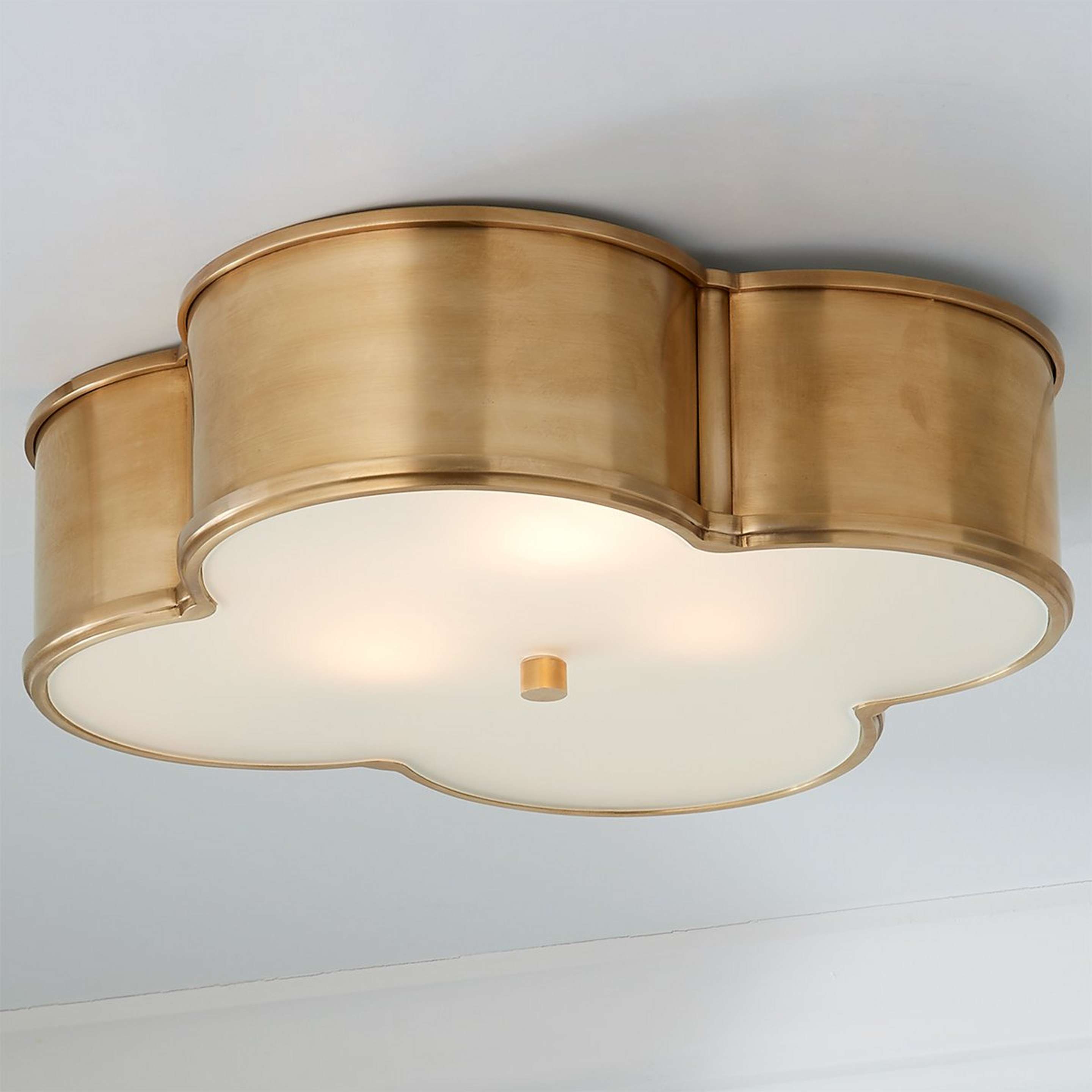 A Scalloped Metal Ceiling Light - Large with Natural Brass color