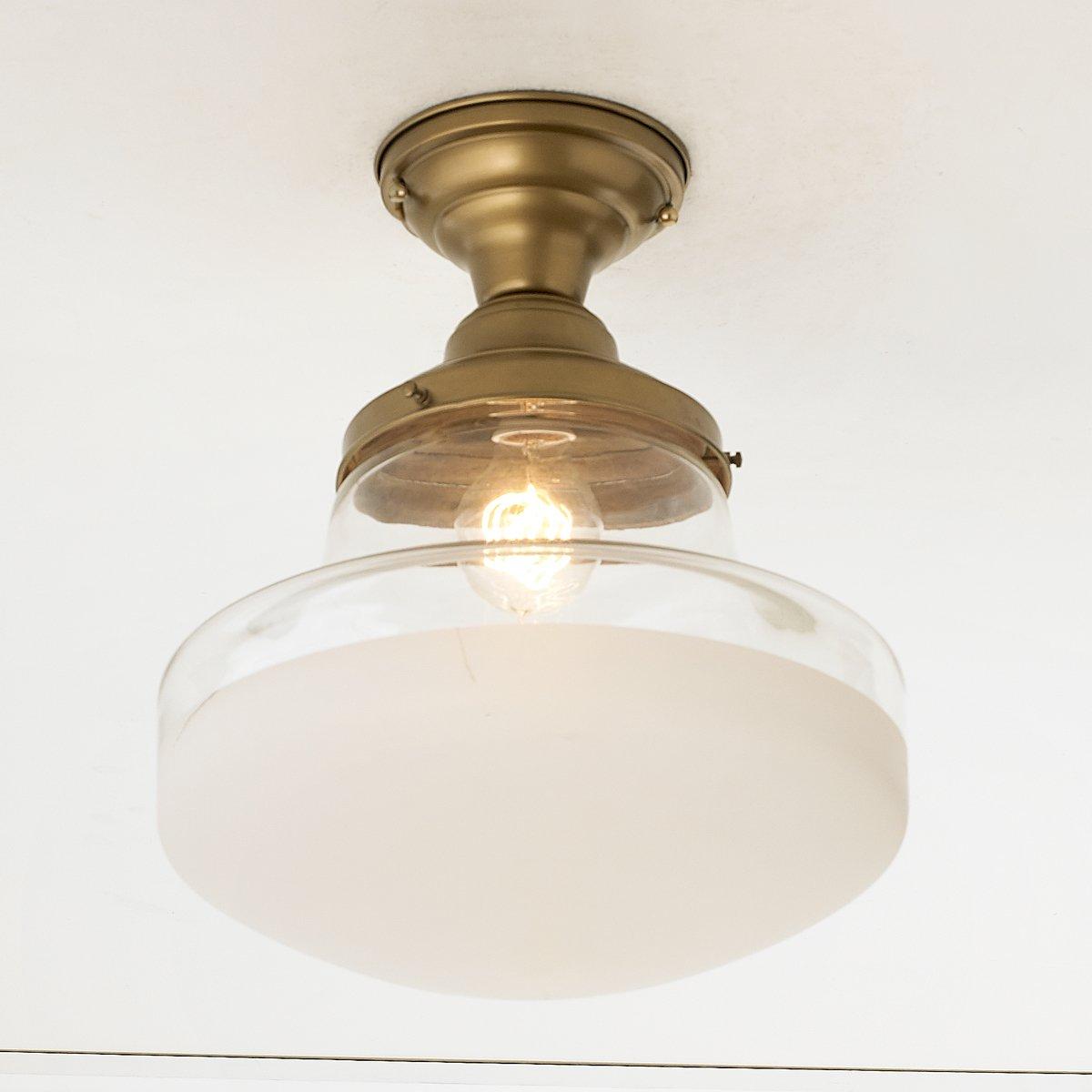 Retro Frosted Glass Semi-Flush Ceiling Light